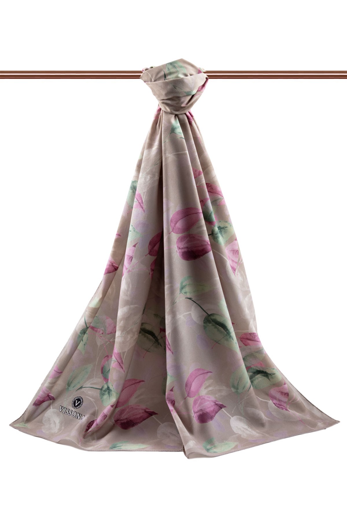 KREP SONBAHAR DESENLİ PEMBE RENKLİ 75X195 KIRIŞMAZ ŞAL