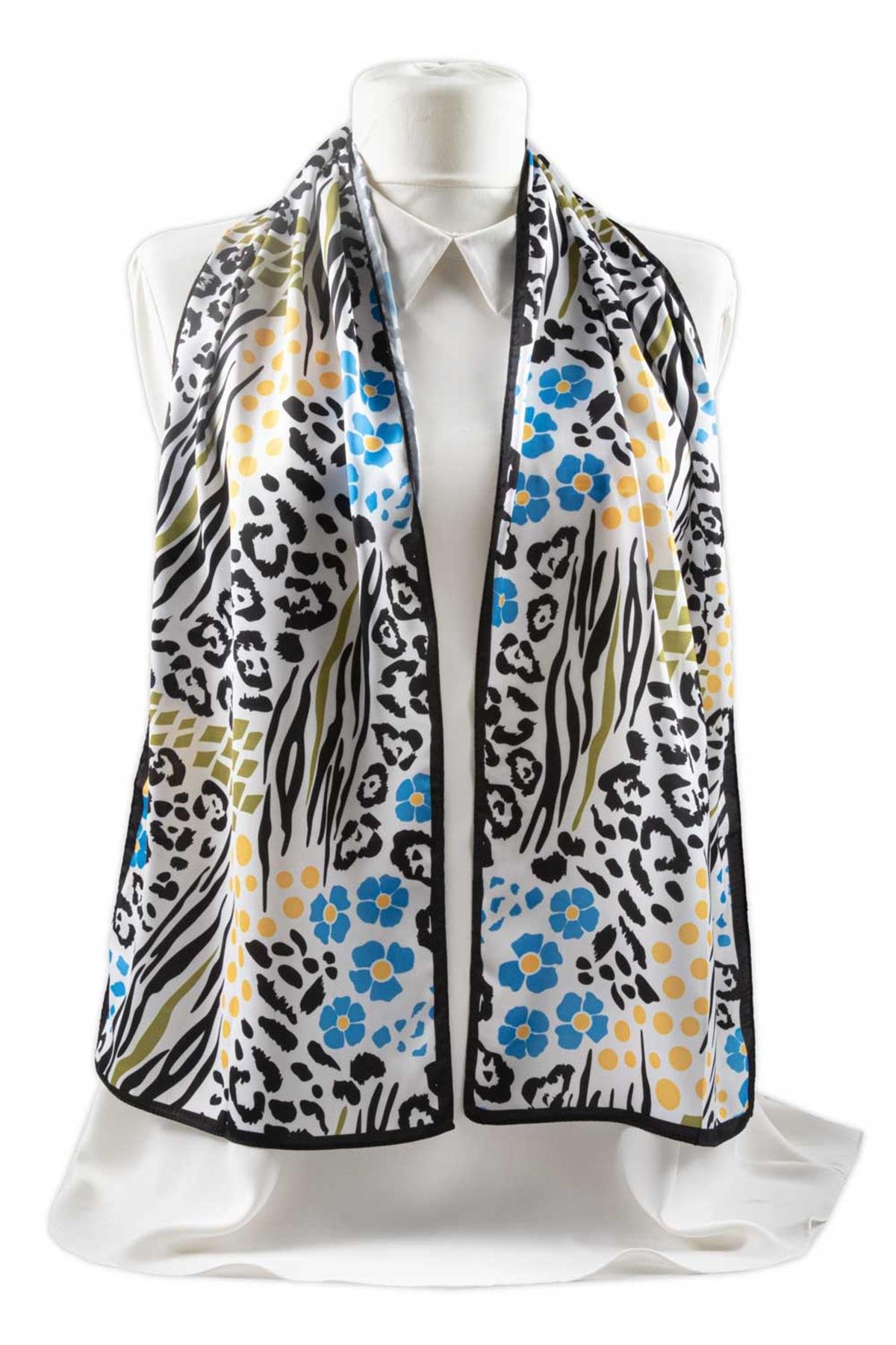 I8 Zebra ve Leopar Desenli Fular 30x140