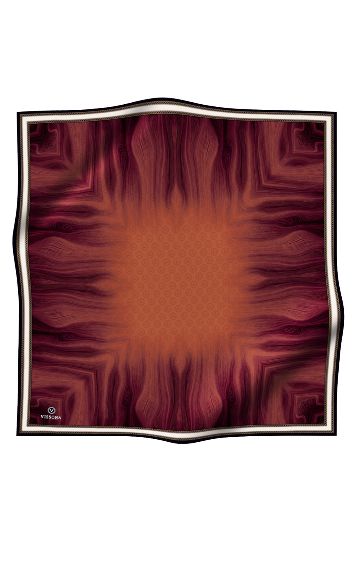 100% Twill İpek Monogram Desenli Taba Renkli 90x90 Dikim Şekli : El Dikişi Eşarp