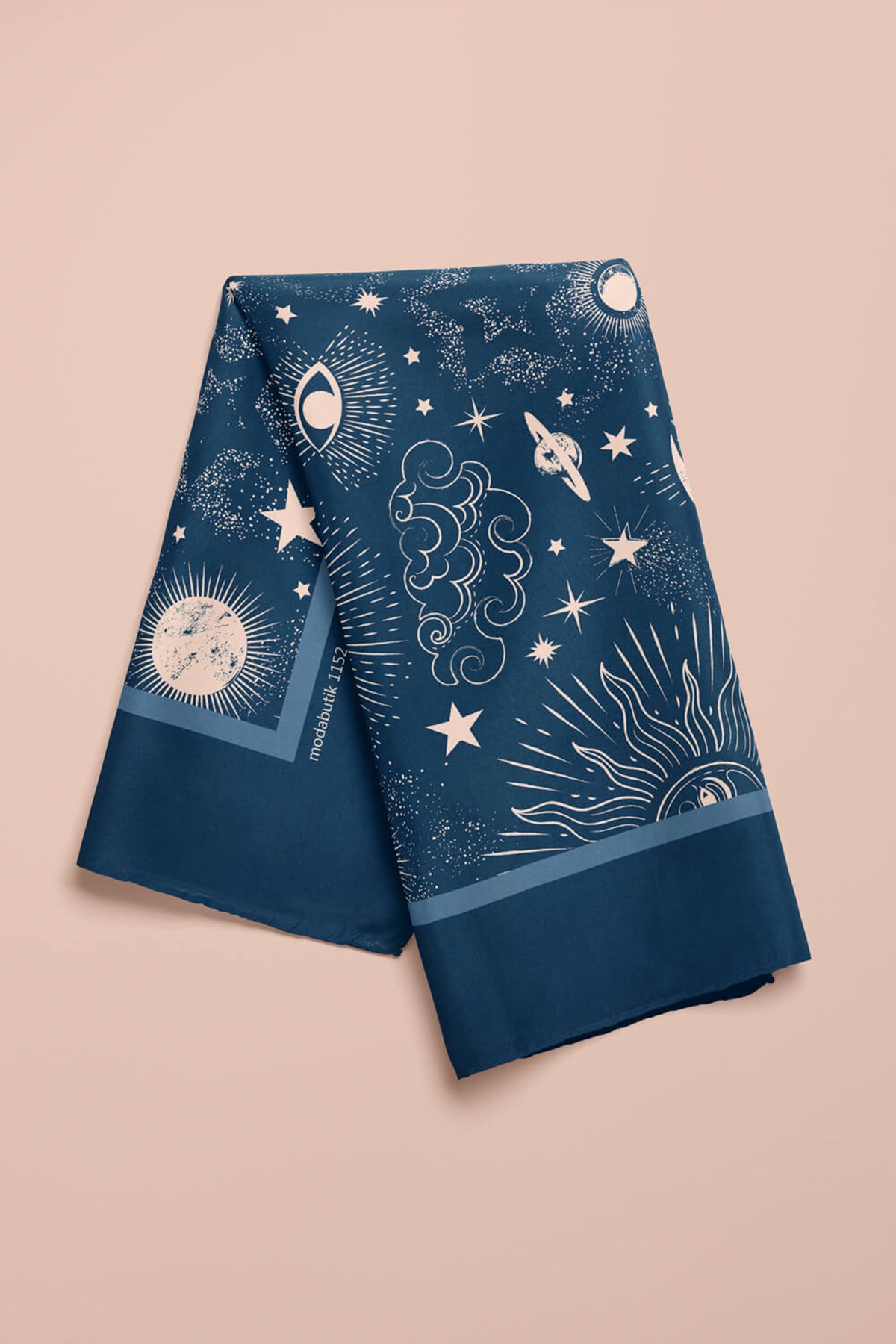 Violla F37 Kadın Lacivert Beyaz Moon Desenli Bandana DG1152