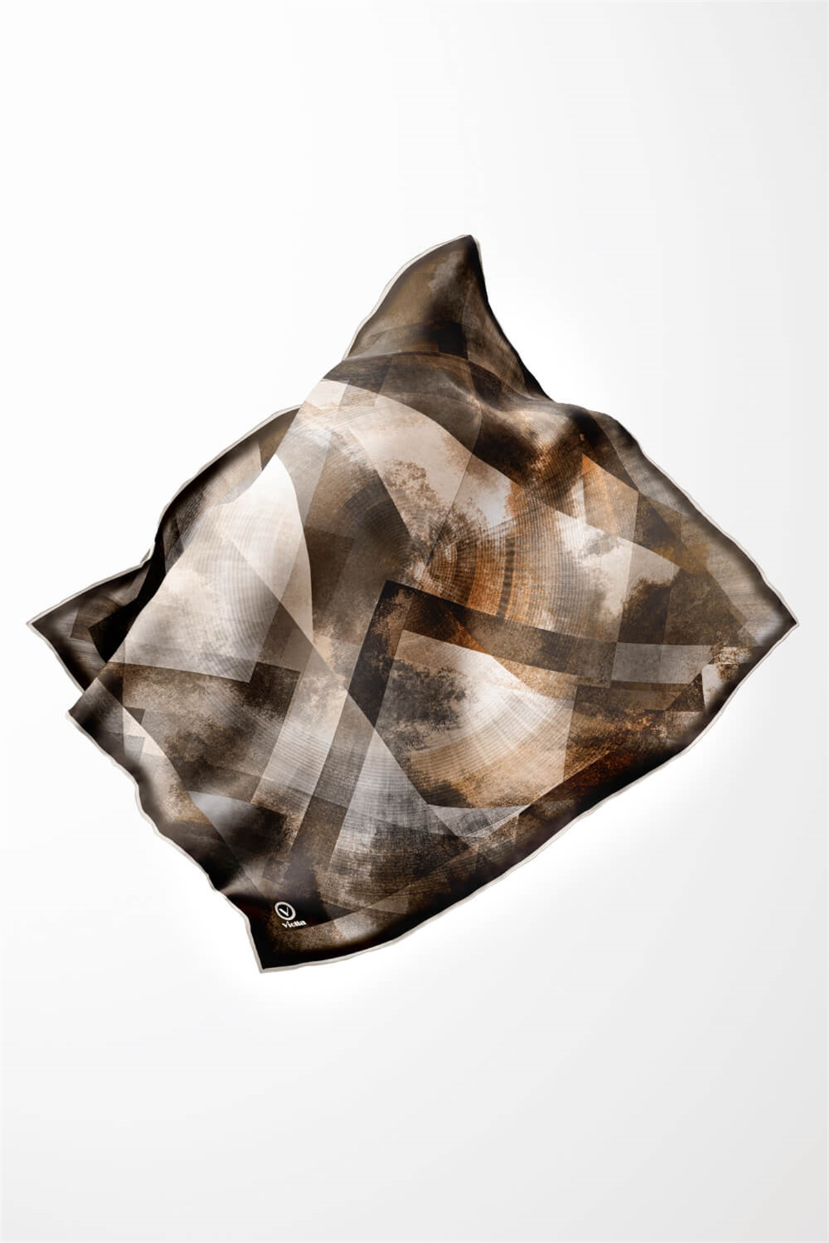 Twill Batik Desenli Vizon Renkli 90x90 Eşarp (İpek İçermez) Dikim Şekli : El Dikişi