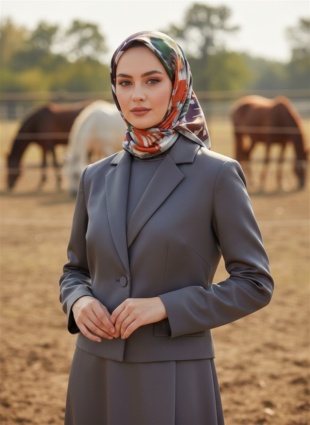 %100 Twill İpek Geometrik Desenli Turuncu - Zümrüt Yeşili Kabuğu Renkli 90x90 Eşarp Dikim Şekli : El Dikişi