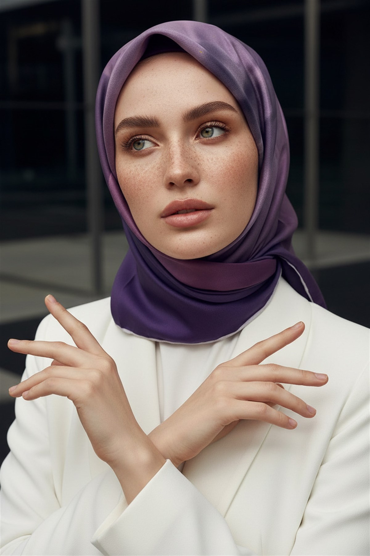 %100 Twill İpek Gül Desenli Gül Kurusu - Mürdüm Renkli 90x90 Eşarp Dikim Şekli : El Dikişi
