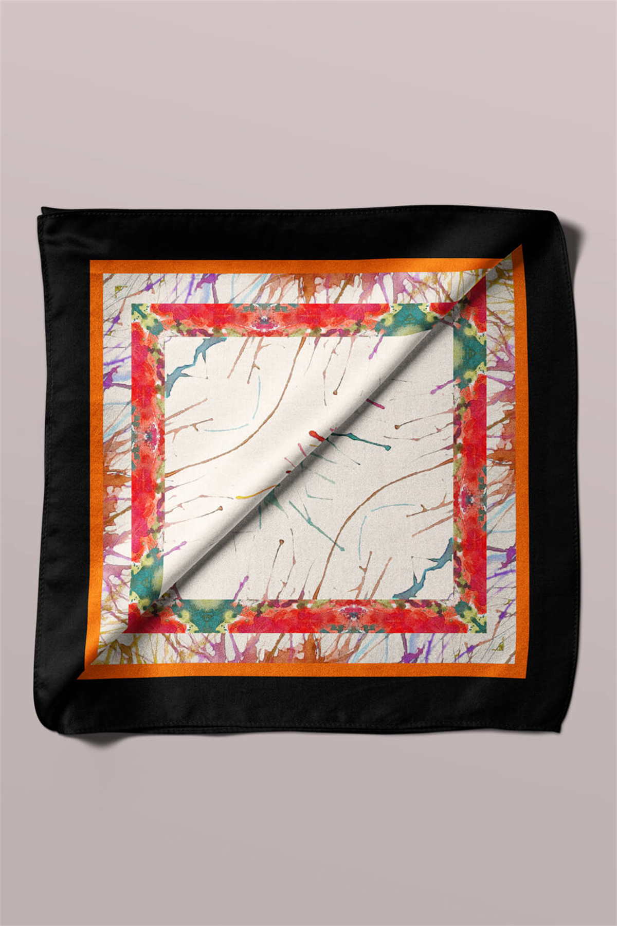 V8 Kadın Fil Desenli Bandana 50x50 Kırmızı DG0208-22