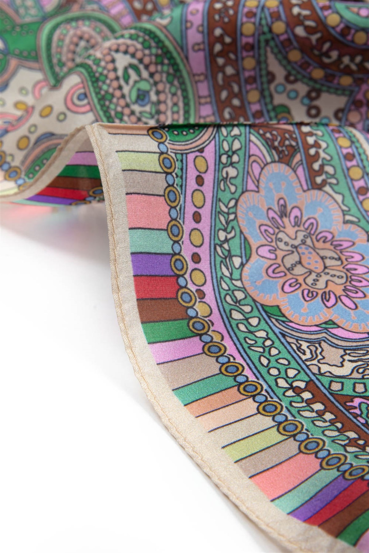 100% İpek Etro Desenli Taş Renkli 92x210 Şal