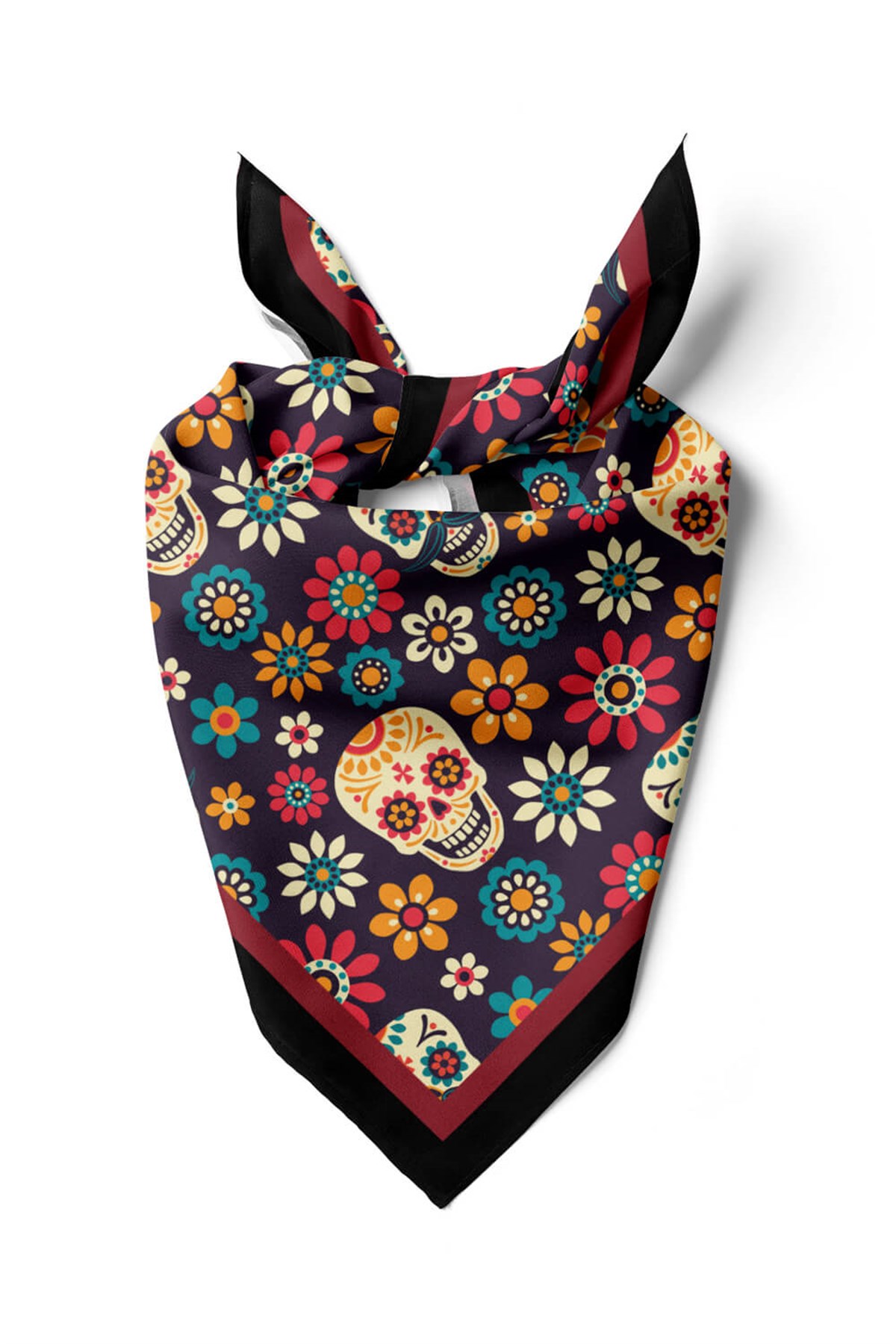 Violla B53 Kadın Mor Skull  Desenli 50x50 Bandana HYL DG0702-22