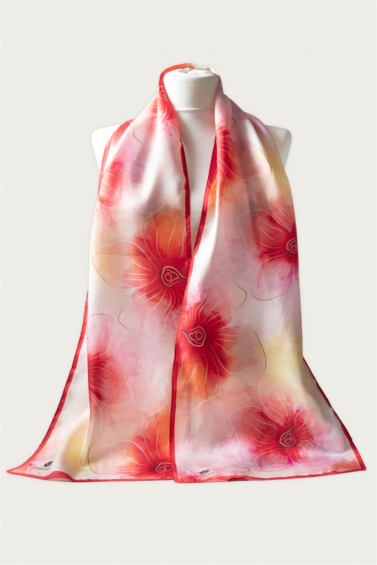 %100 İPEK ÇİÇEK DESENLİ KADIN FULAR 30X170