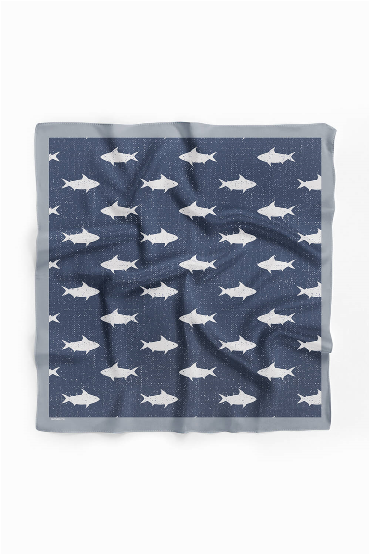 Y59 Kadın Shark  Desenli Bandana 50x50 Mavi DG0134-22