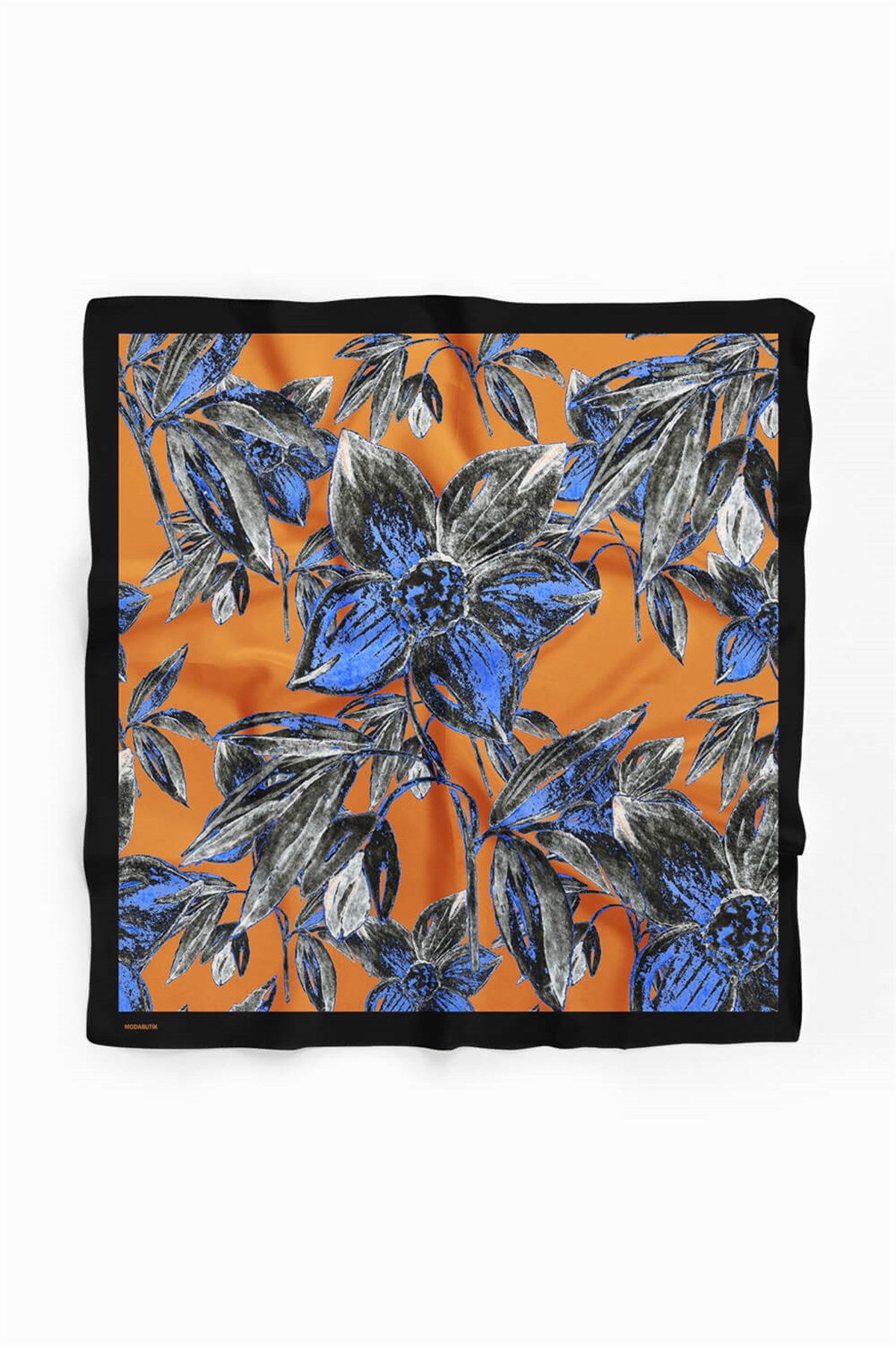 Violla Y83 Kadın Çiçek Desenli Bandana 50x50 Mavi DG0466-22