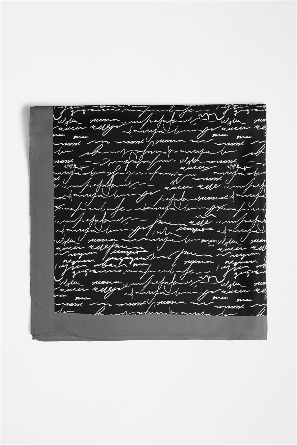 Kadın Siyah Beyaz El yazısı Desenli 50x50 Bandana HYL DG0711-22