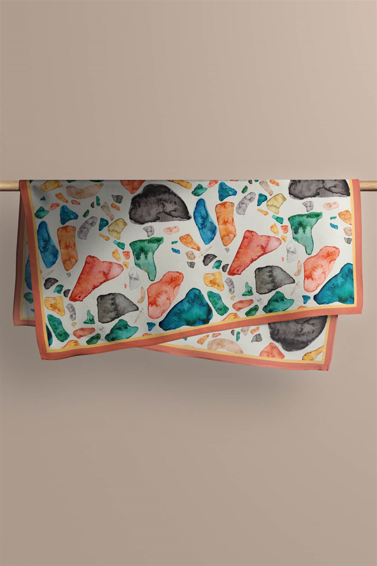 F101 Vissona Geometrik Desenli İpek Bandana