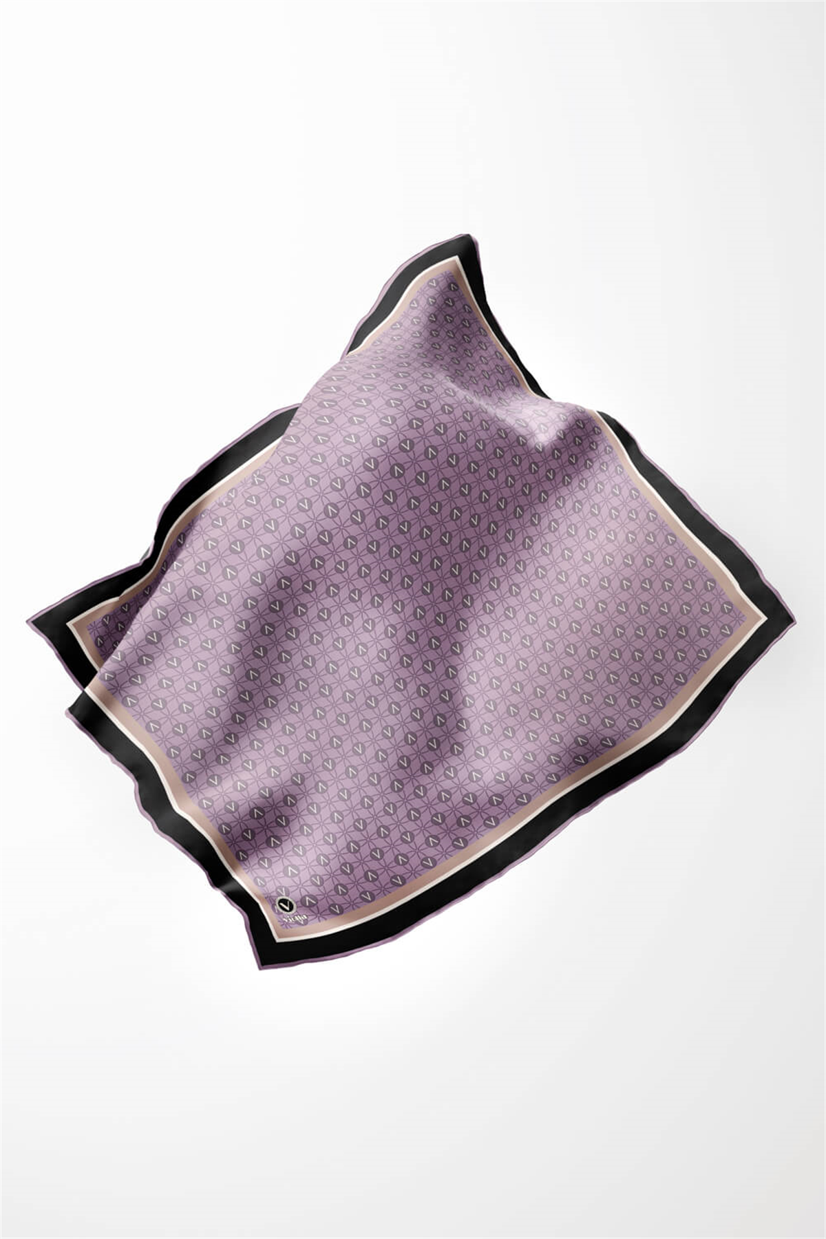 Twill V Desenli Lila Renkli 90x90 Eşarp (İpek İçermez) Dikim Şekli : El Dikişi