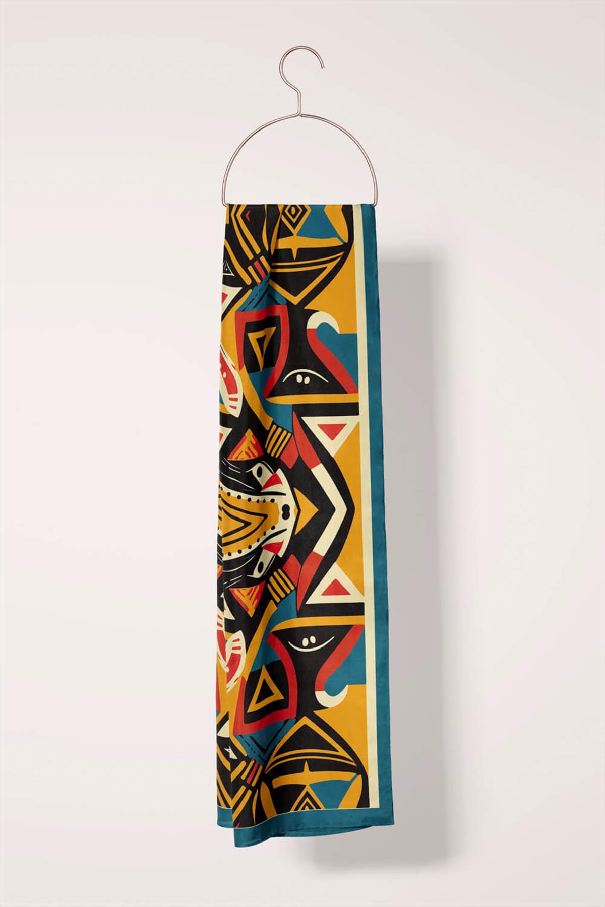 Vissona Geometrik Desenli İpek Fular