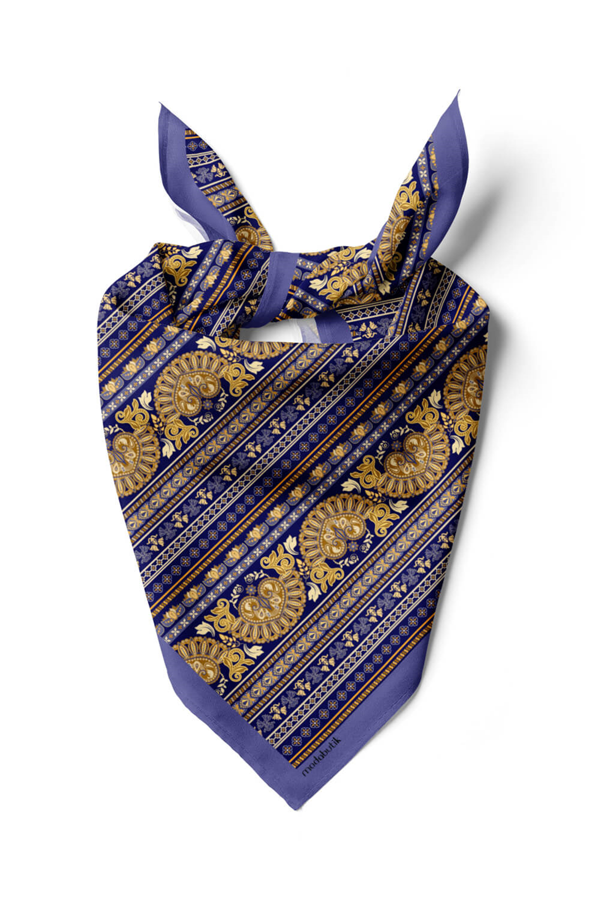 Z71 Kadın Sarı  Sax Şeritler Ve Kalpler  Desenli 50x50 Bandana HYL DG0634-22