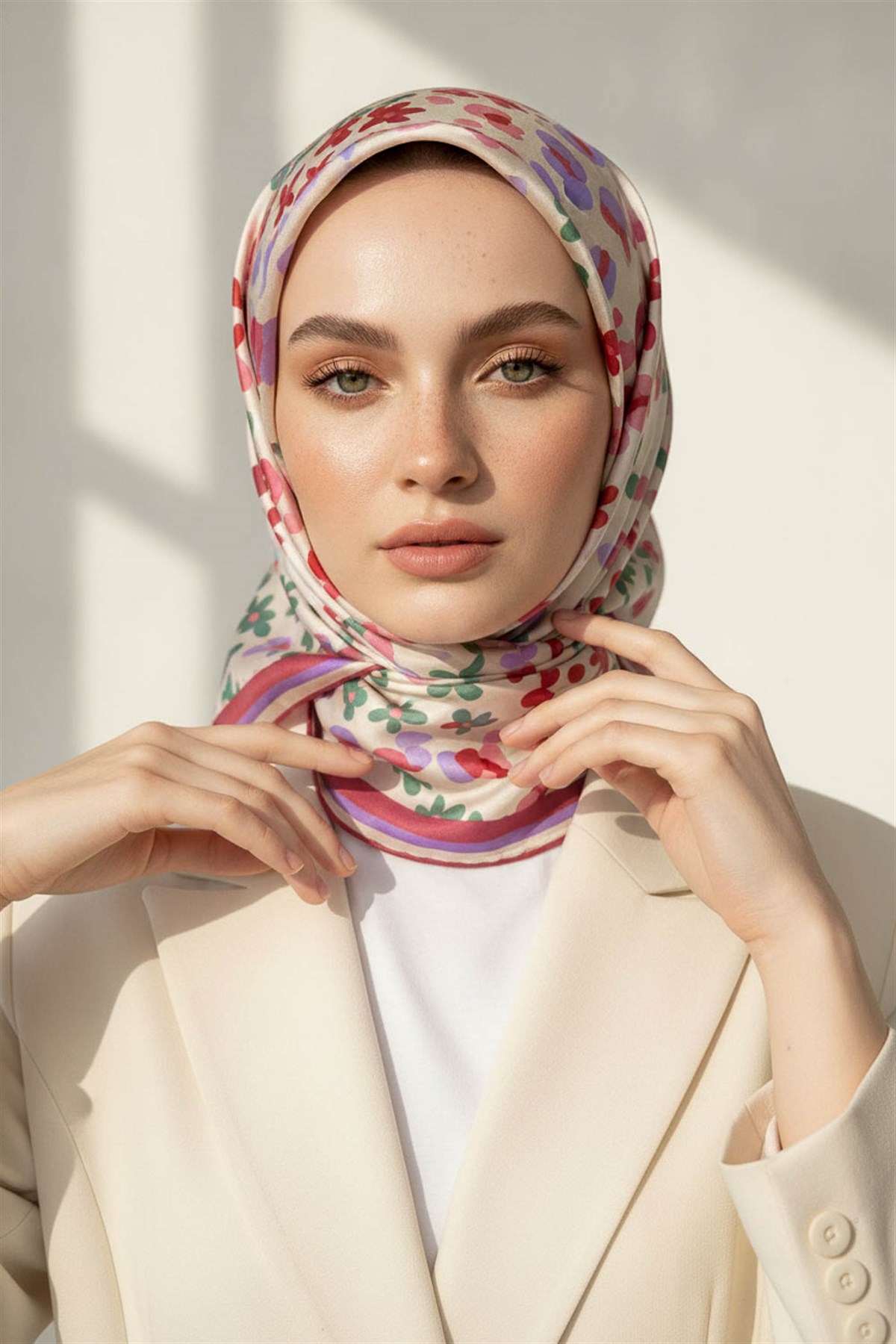 %100 Twill İpek Kalpli Leopar Desenli Gül Kurusu - Lila Renkli 90x90 Eşarp Dikim Şekli : El Dikişi