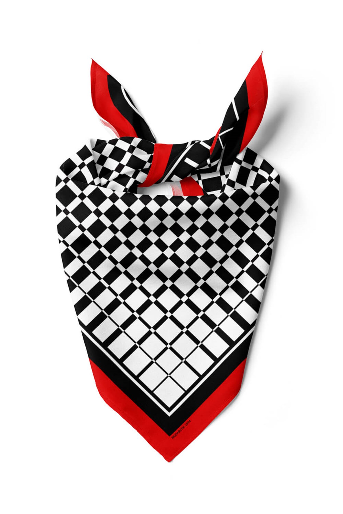 Z47 Kadın Siyah Beyaz Kare Desenli 50x50 Bandana