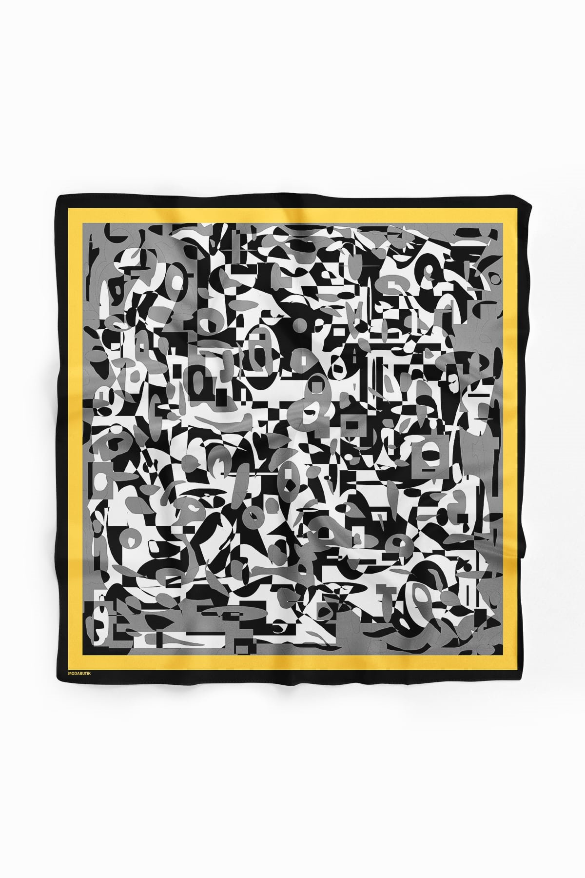 Kadın Siyah Beyaz Complex Desenli 50x50 Bandana HYL DG0976-22