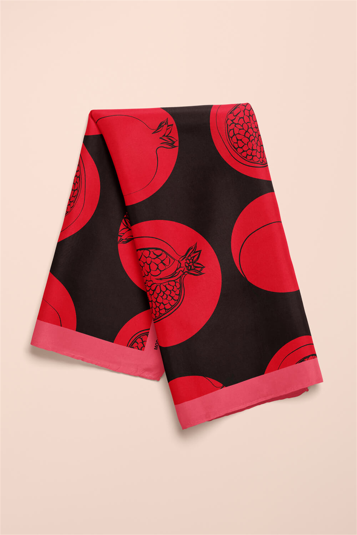 V20 Kadın Nar Desenli Bandana 50x50 Kırmızı Siyah