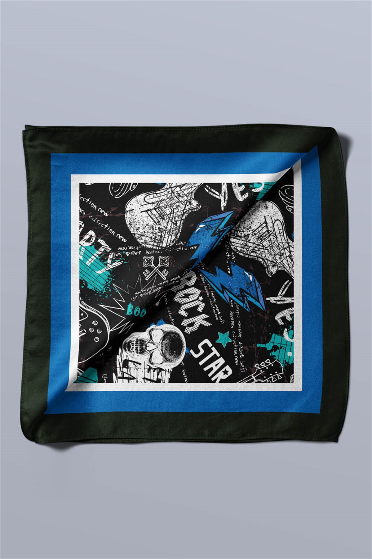 H29 Kadın Yes Rock Desenli 50x50 Bandana HYL DG01565-22