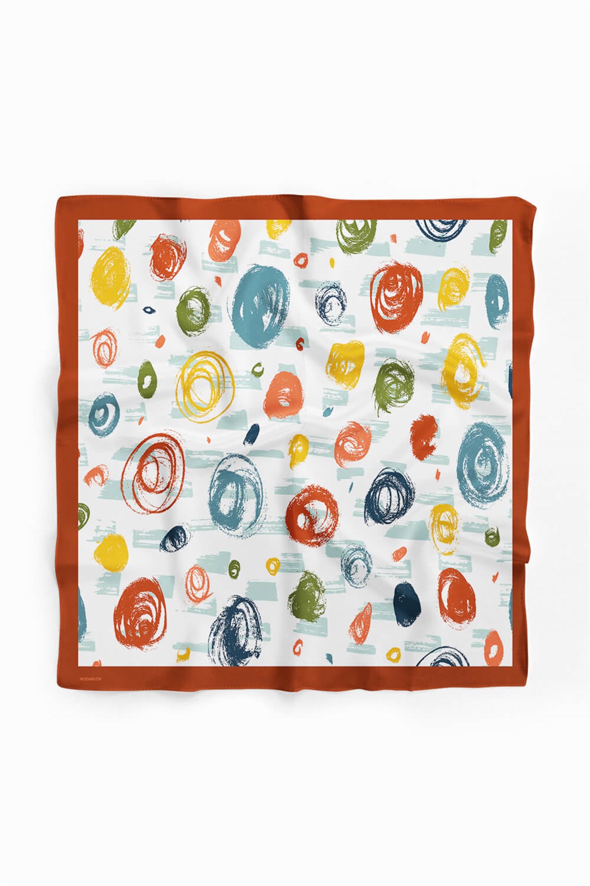 Violla D72 Kadın Puan Desenli Bandana 50x50 Kırmızı Turuncu DG0420-22