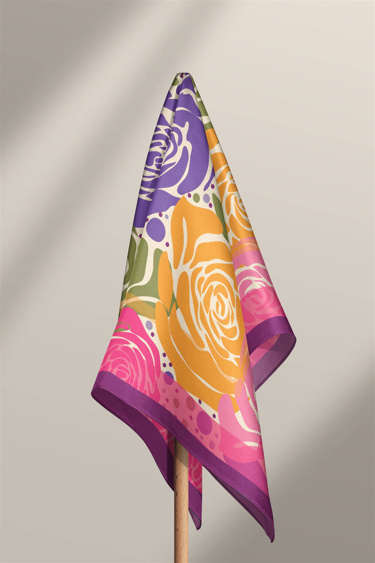 Vissona Gül Desenli İpek Bandana