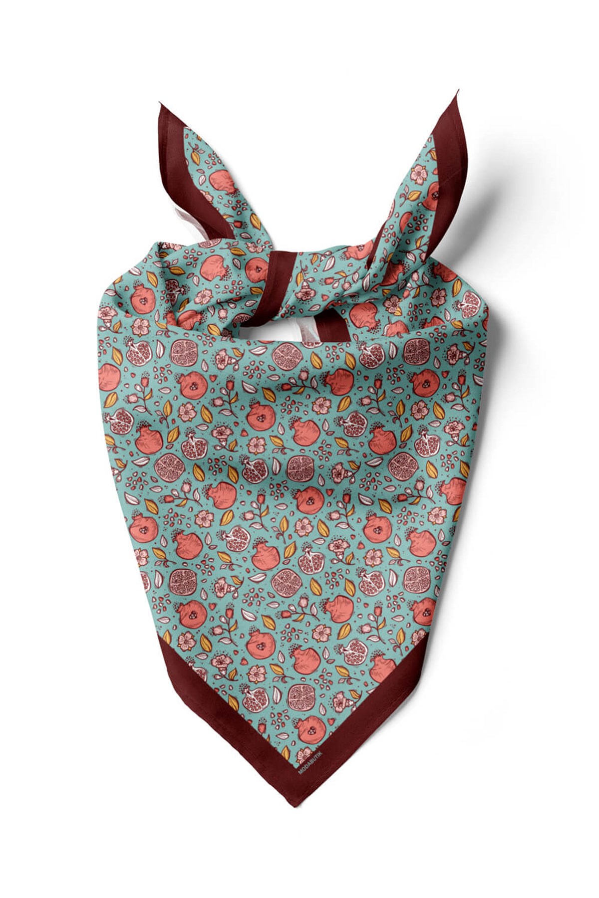 Violla Kadın Açık Mavi Küçük Nar Desenli 50x50 Bandana