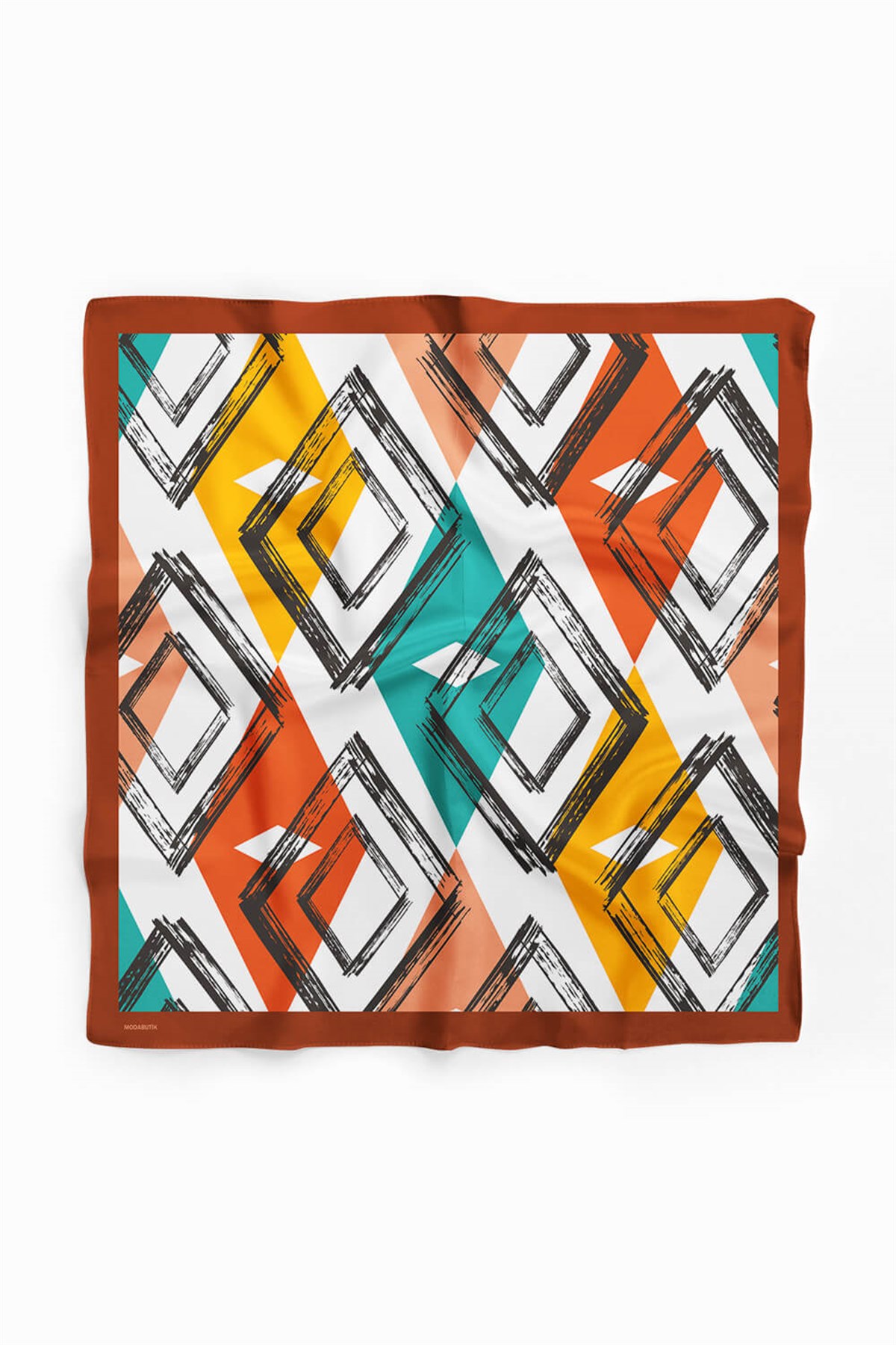 Violla V24 Kadın Geometrik Desenli Bandana 50x50 Yeşil DG0447-22