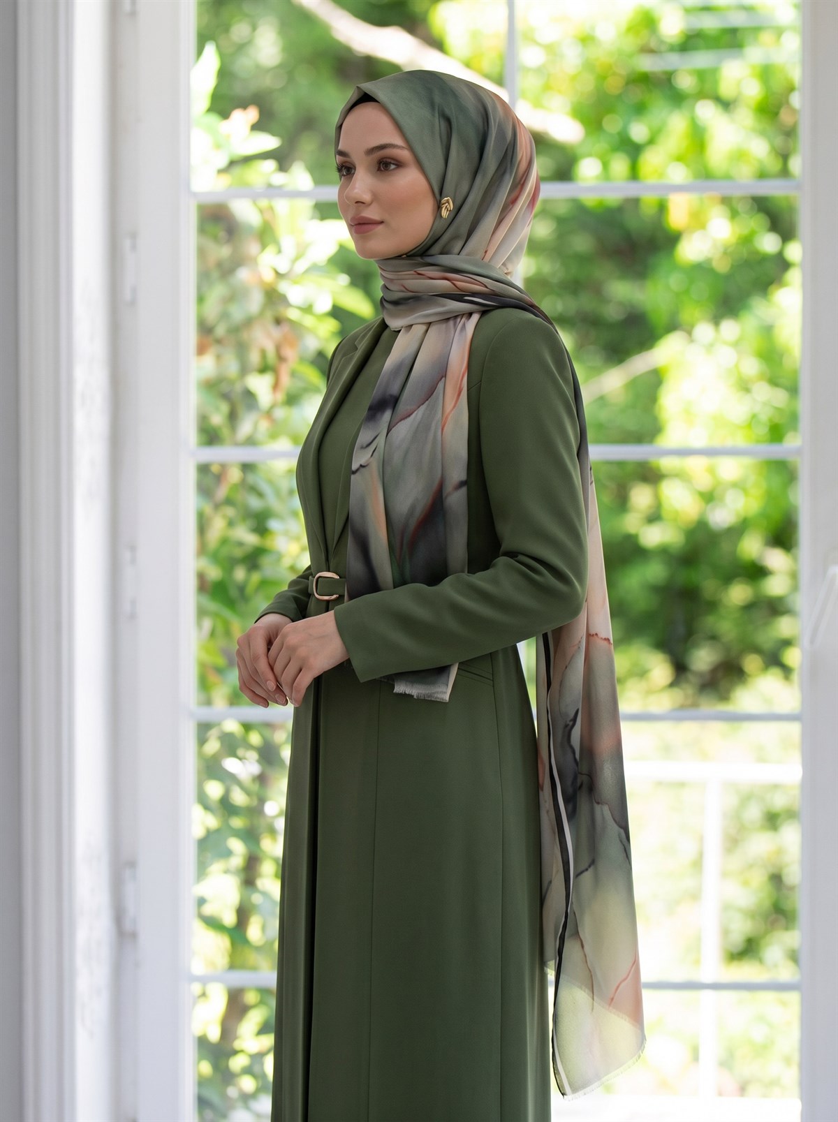 %100 Saf İpek Şal İnce Saten Vual Dokuma Büyük Çiçek Desenli 90x210 Şal