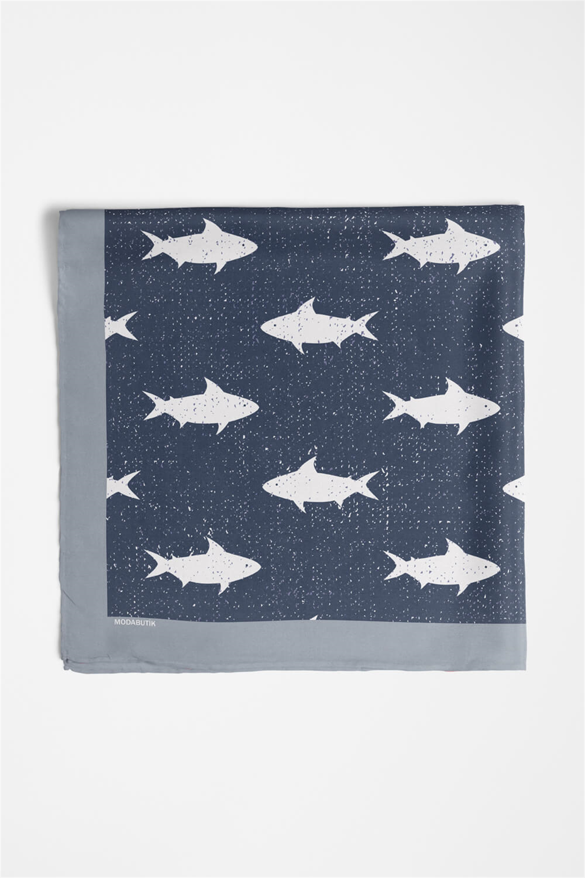 Y59 Kadın Shark  Desenli Bandana 50x50 Mavi DG0134-22