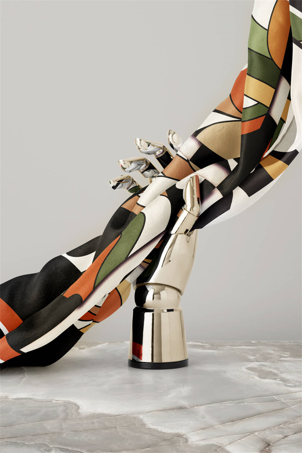 % 57 İPEK % 43 VİSKON Twill İpek Geometrik Desenli Taba - Haki Renkli 90x90 Dikim Şekli : El Dikişi Eşarp