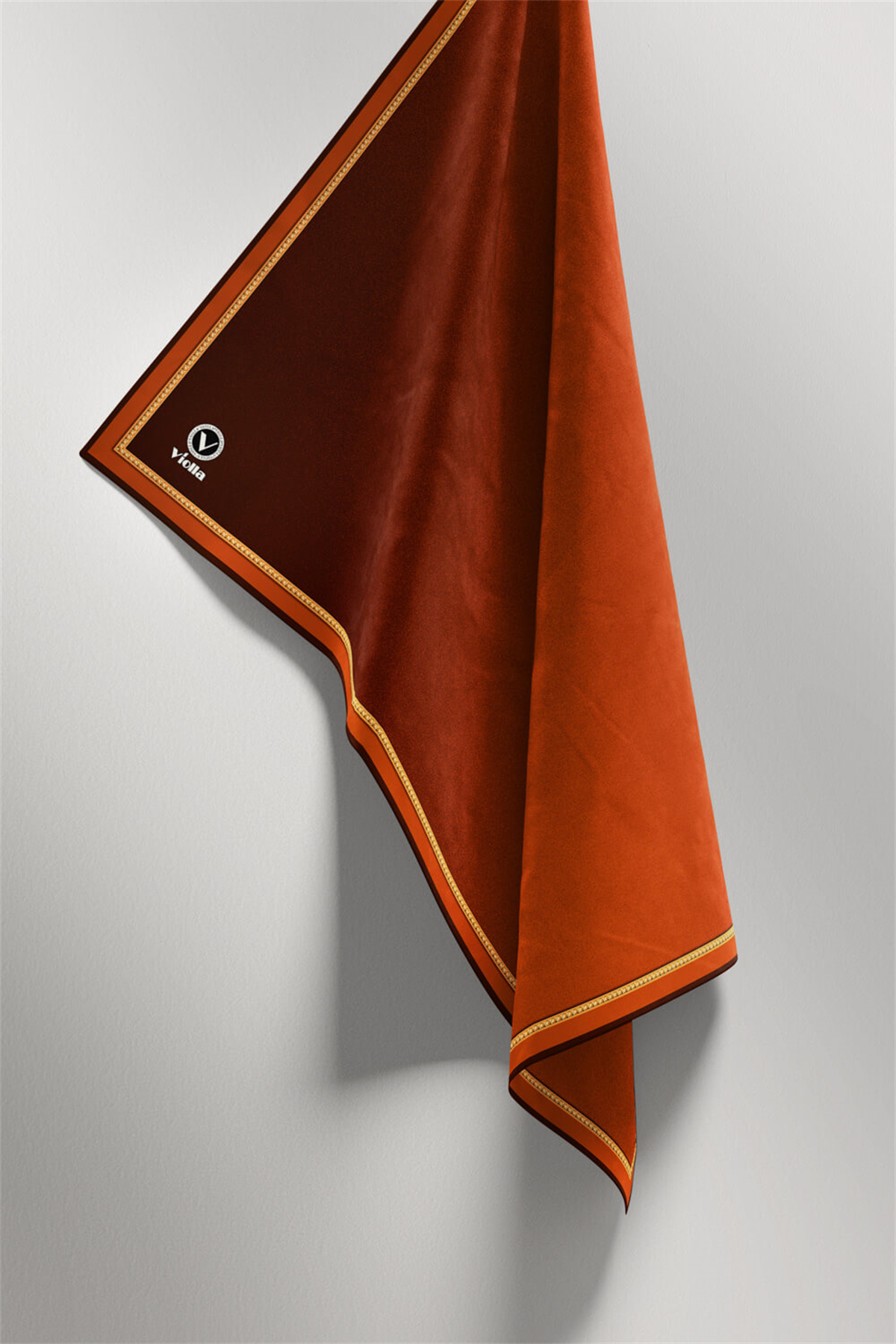 Twill Degrade Desenli Taba Renkli 90x90 Eşarp (İpek İçermez) Kenar Dikiş Şekli El Dikişli