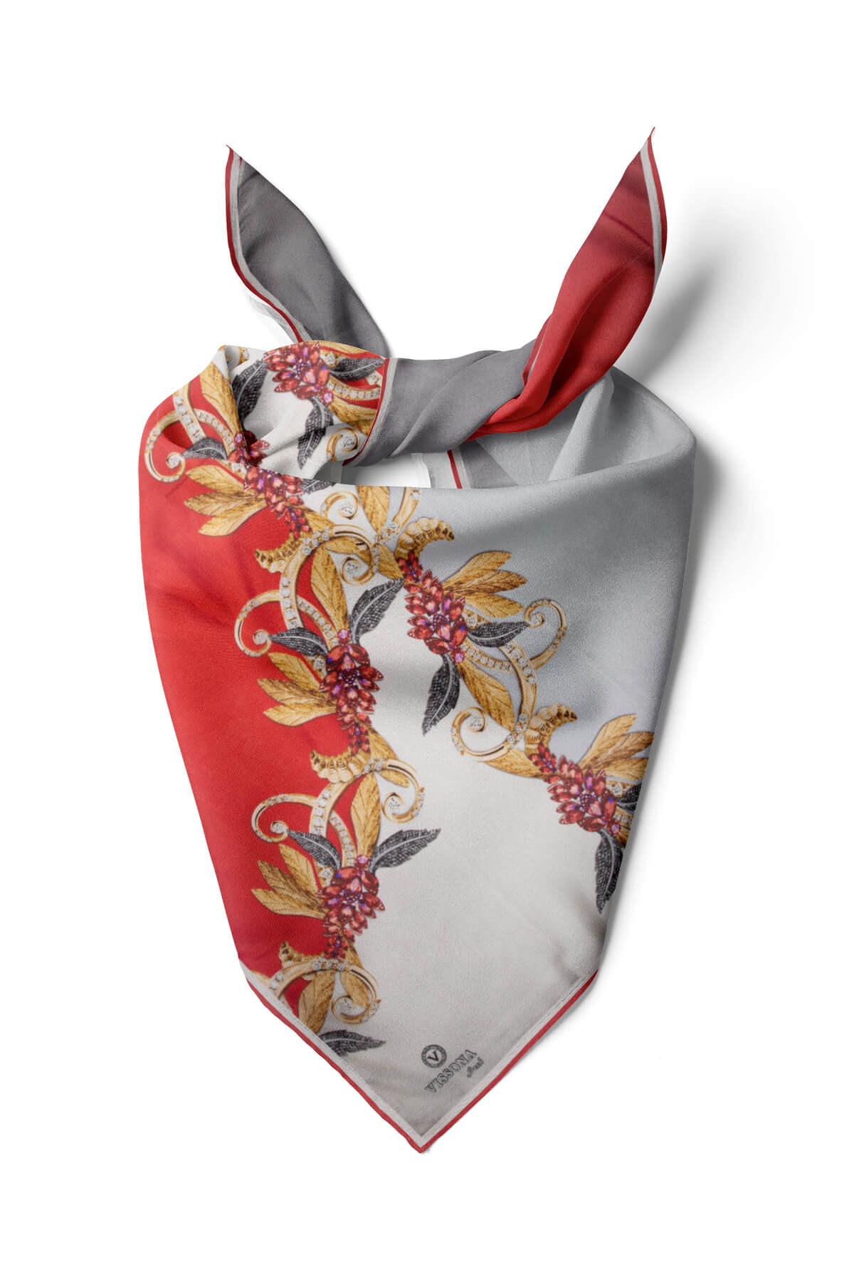 %100 İpek Kadın Desenli Bandana 80x80