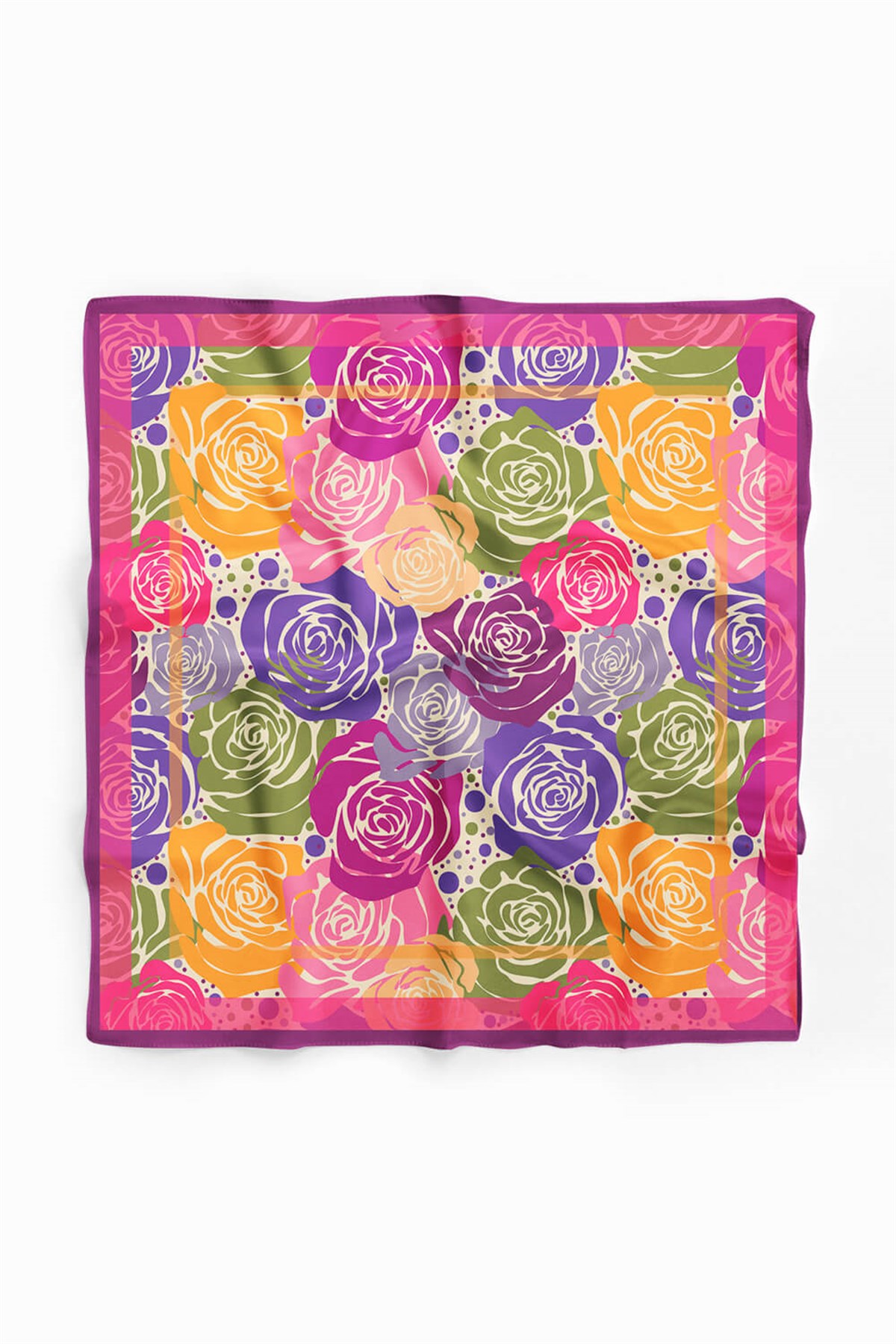 Vissona Gül Desenli İpek Bandana