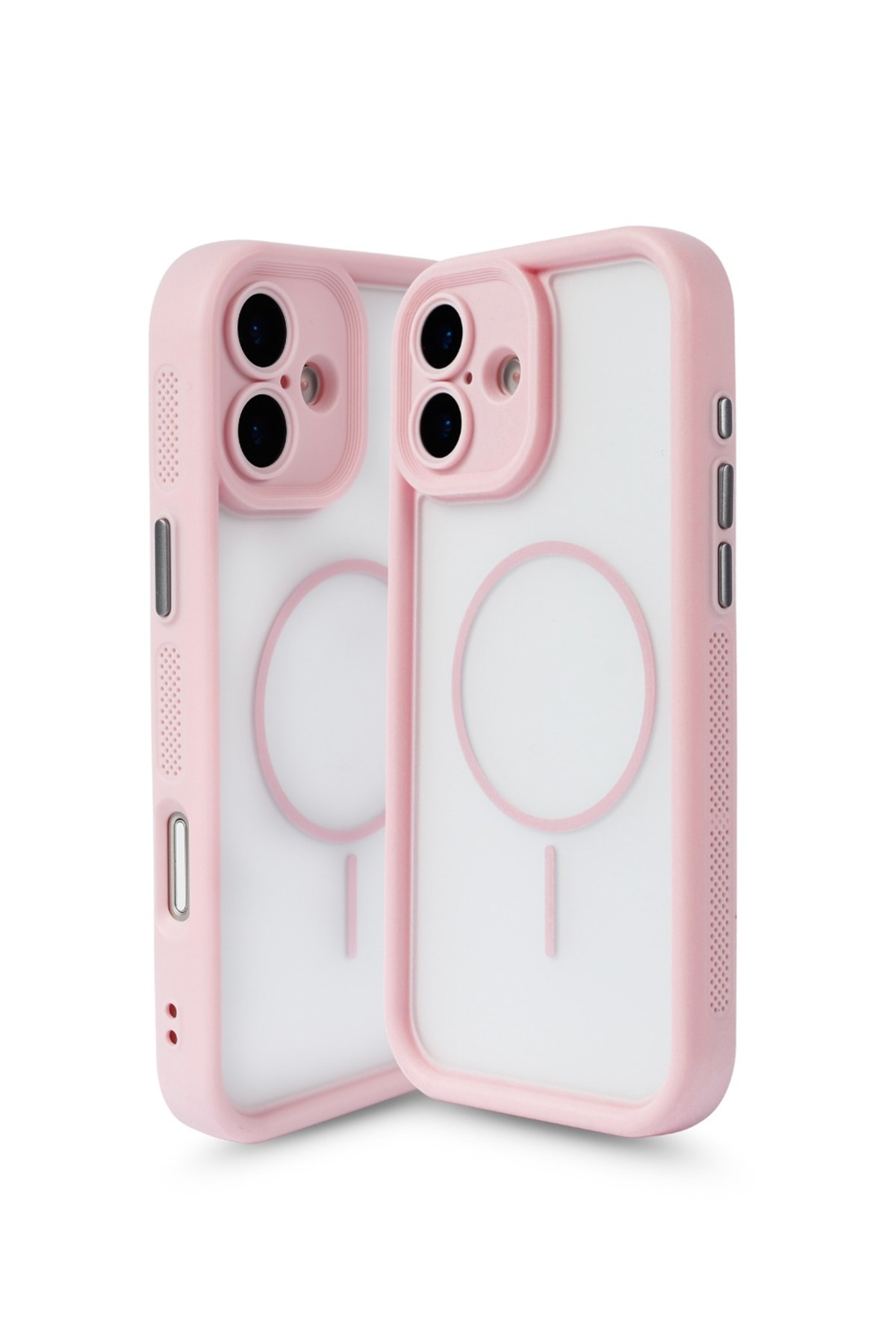 iPhone 16 Plus Kılıf – Kamera Korumalı – MagSafe Uyumlu – Pembe Renk – Mat Silikon Telefon Kılıfı