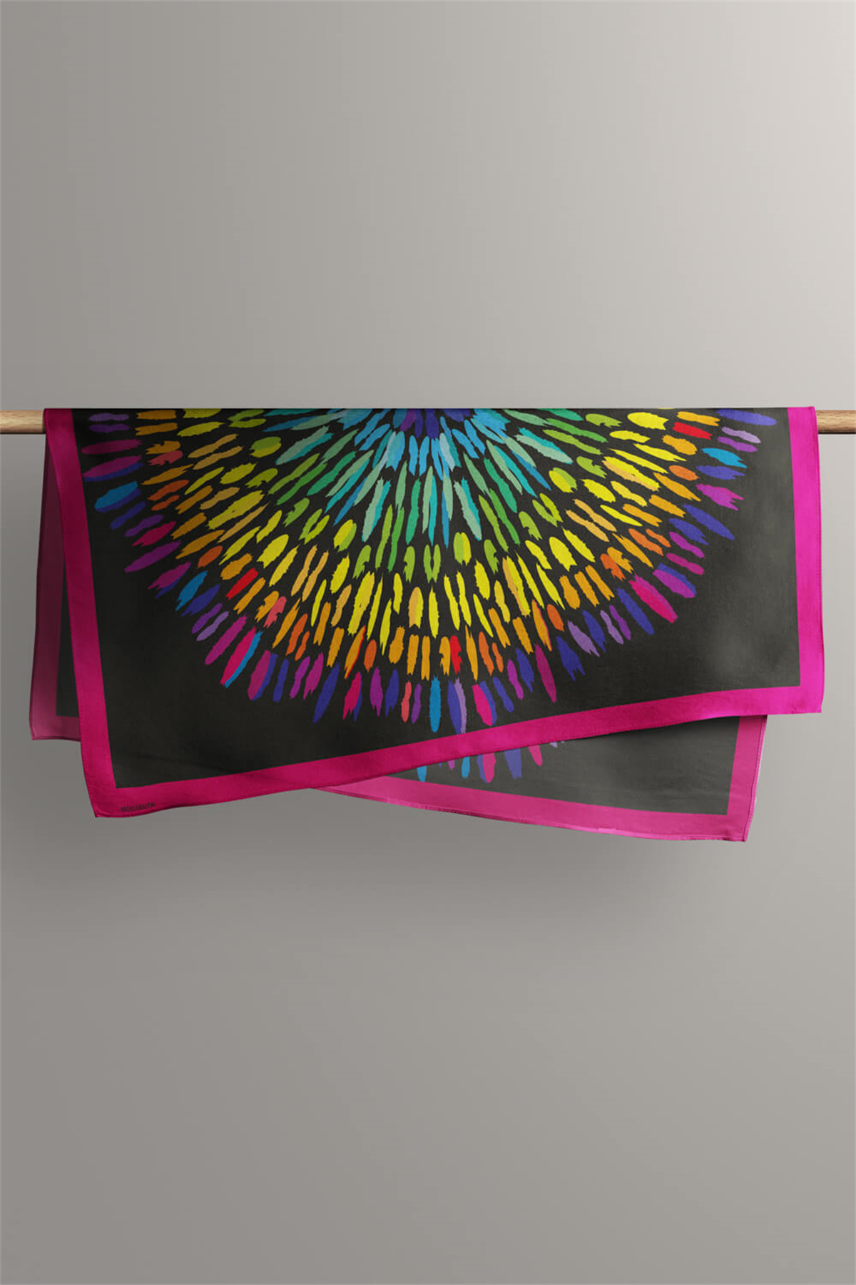 Y67 Kadın Yıldız Desenli Bandana 50x50 Yeşil Mavi DG0345-22