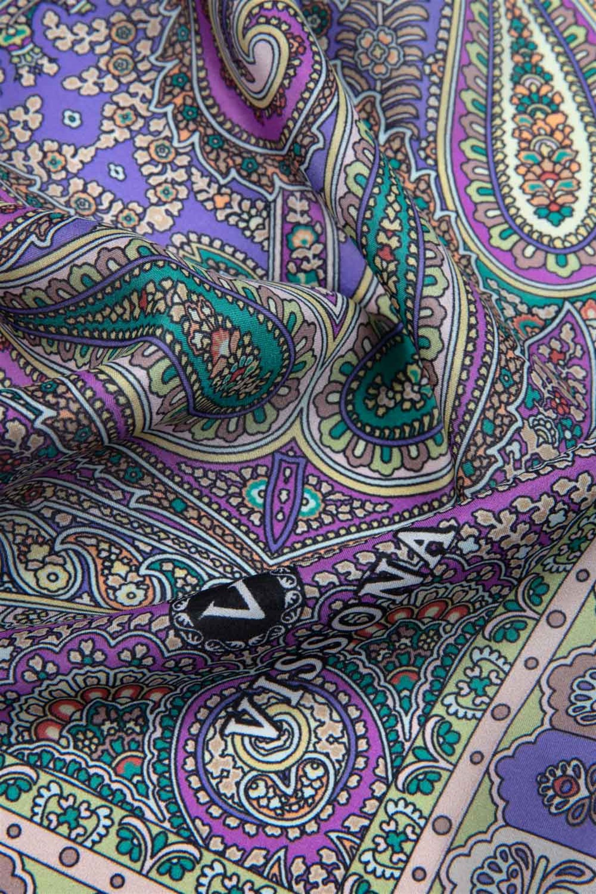 100% İPEK ETRO DESENLİ MOR RENKLİ ŞAL