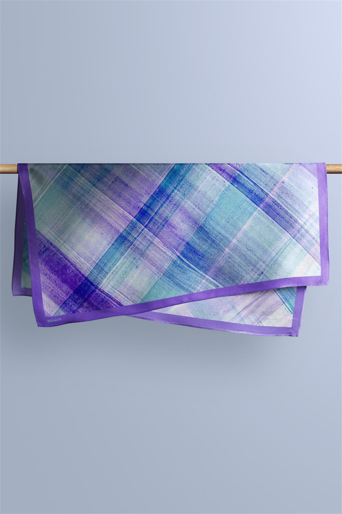 D47 Kadın Egzotik Desenli Bandana 50x50 Mavi DG0279-22