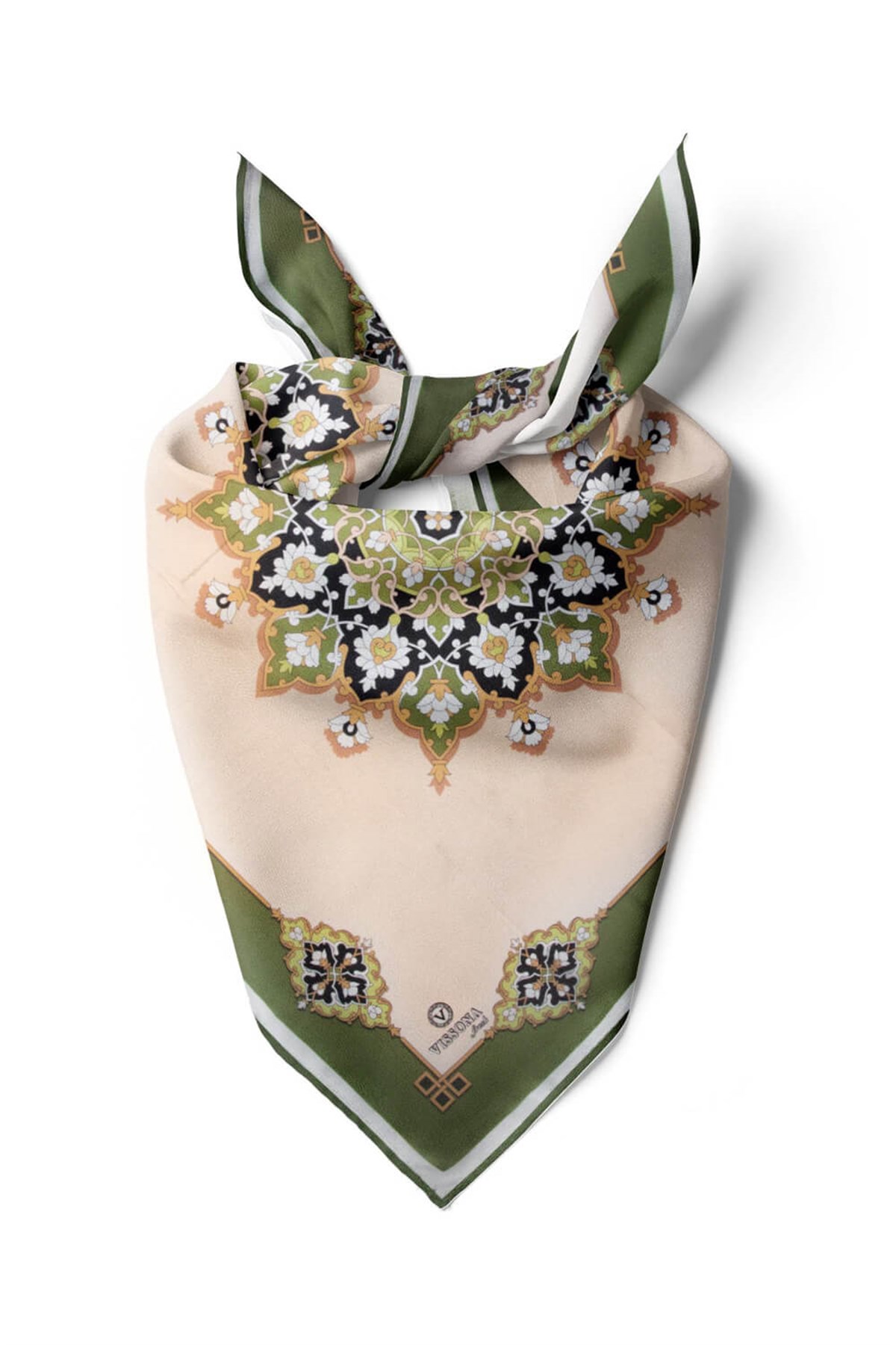 %100 İpek Kadın Desenli Bandana 80x80