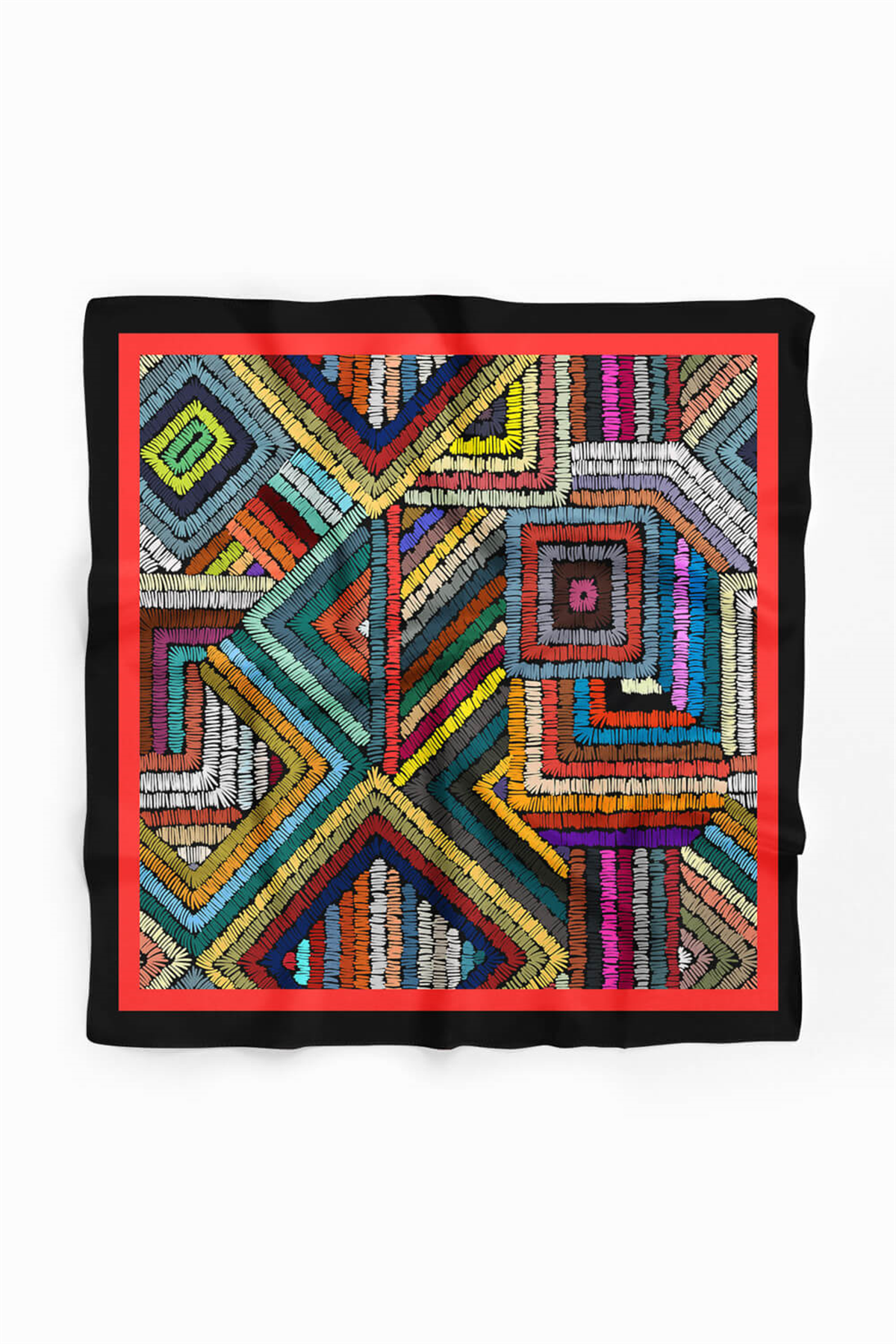 Kadın Çok Renkli Otantik  Desenli 50x50 Bandana HYL DG0788-22
