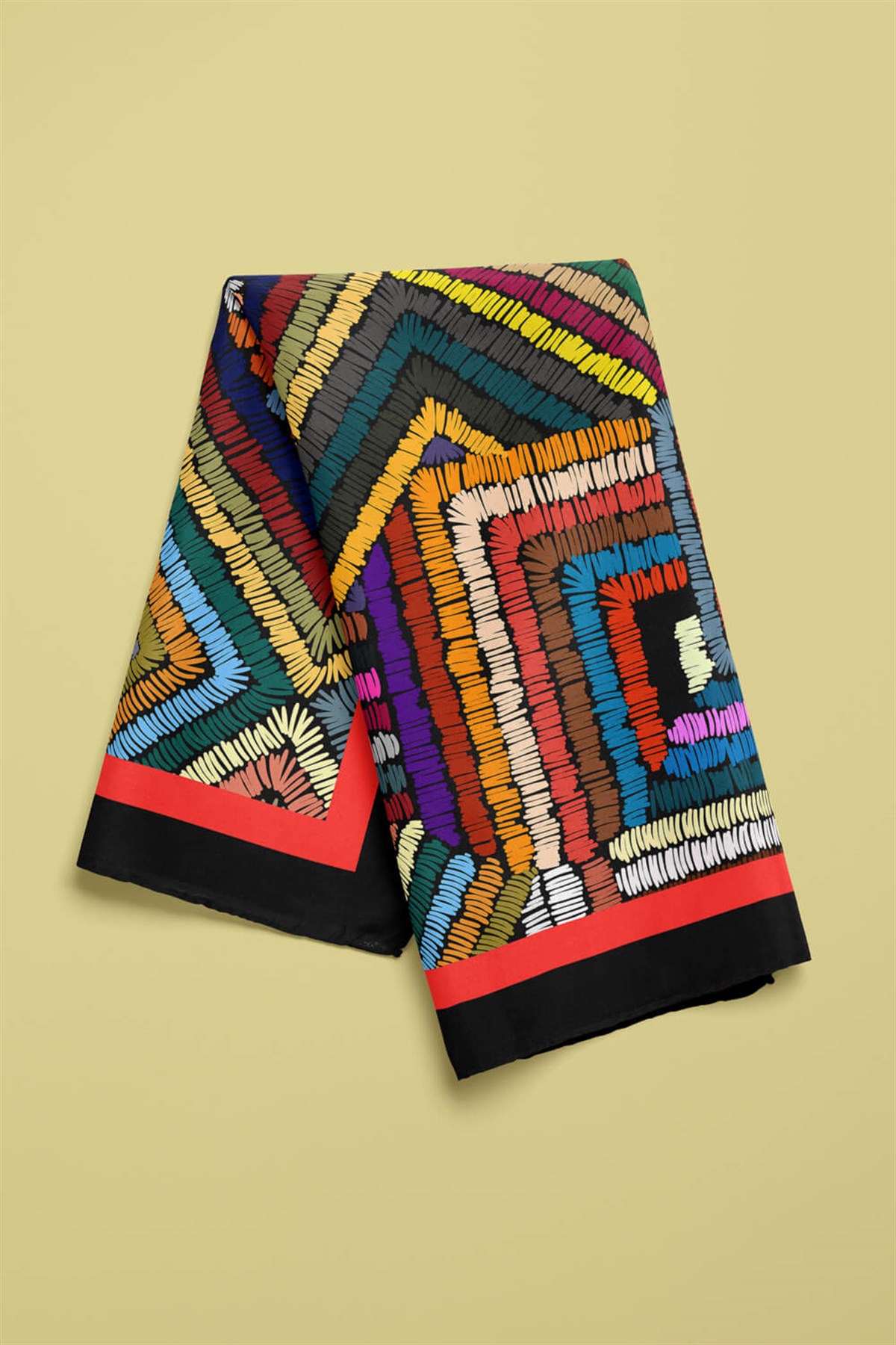 Violla Kadın Çok Renkli Otantik  Desenli 50x50 Bandana HYL DG0788-22