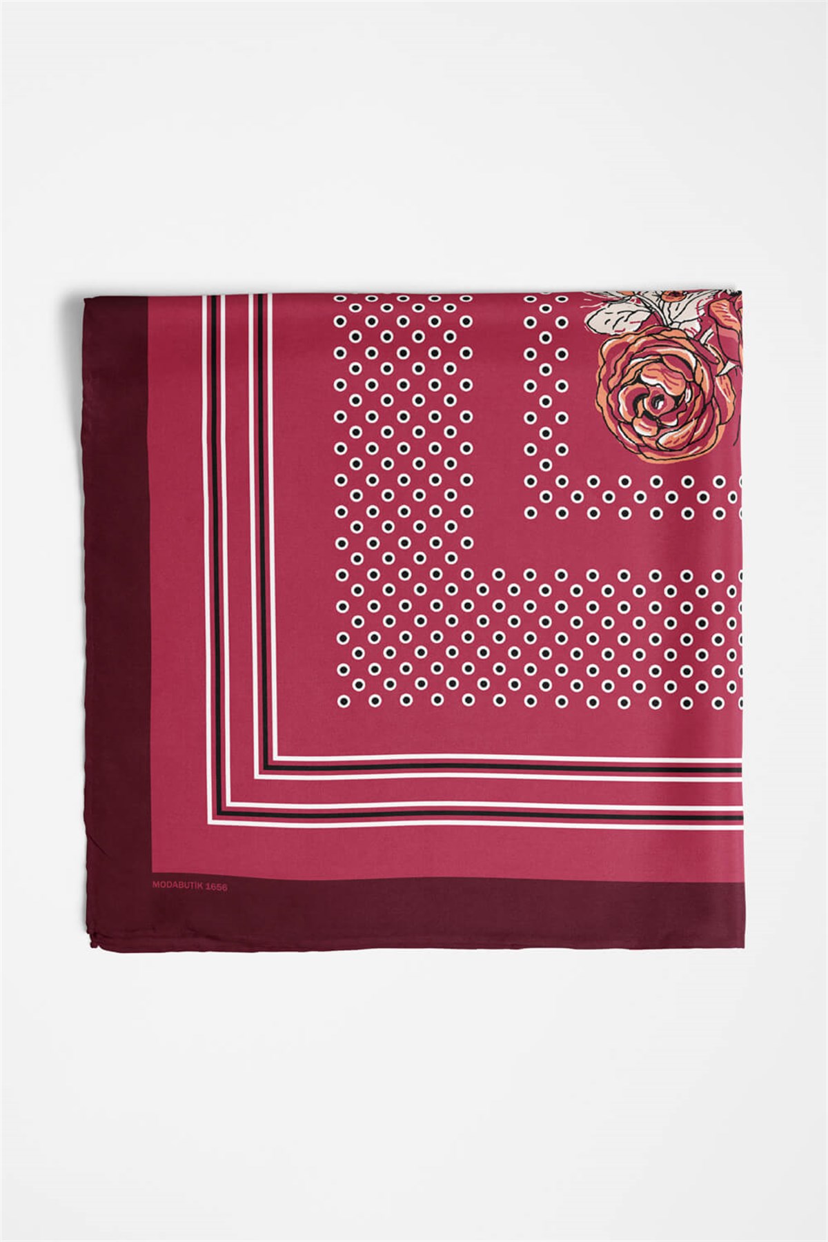 Kadın Gül Kurusu Şal Desenli 50x50 Bandana HYL DG01656-22