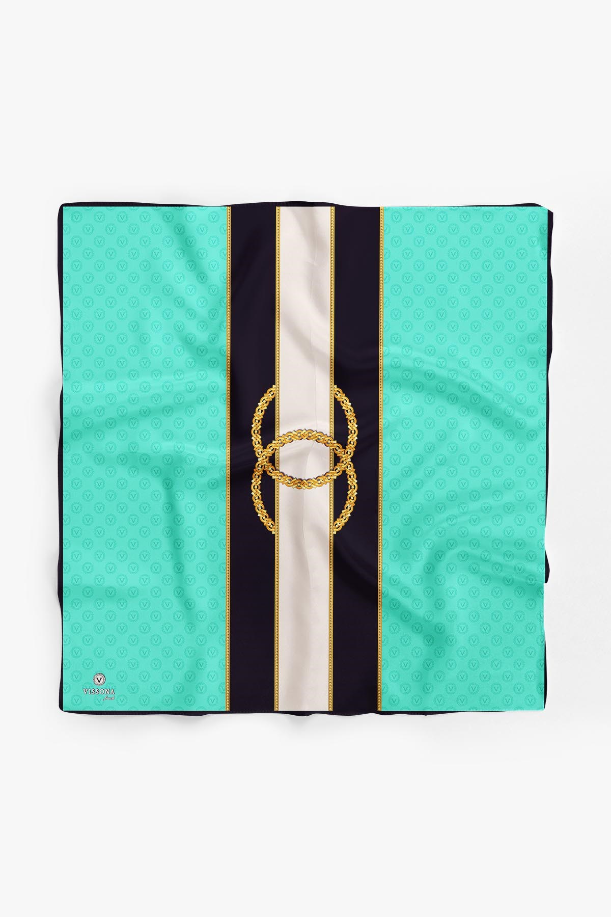 %100 İpek Kadın Desenli Bandana 80x80