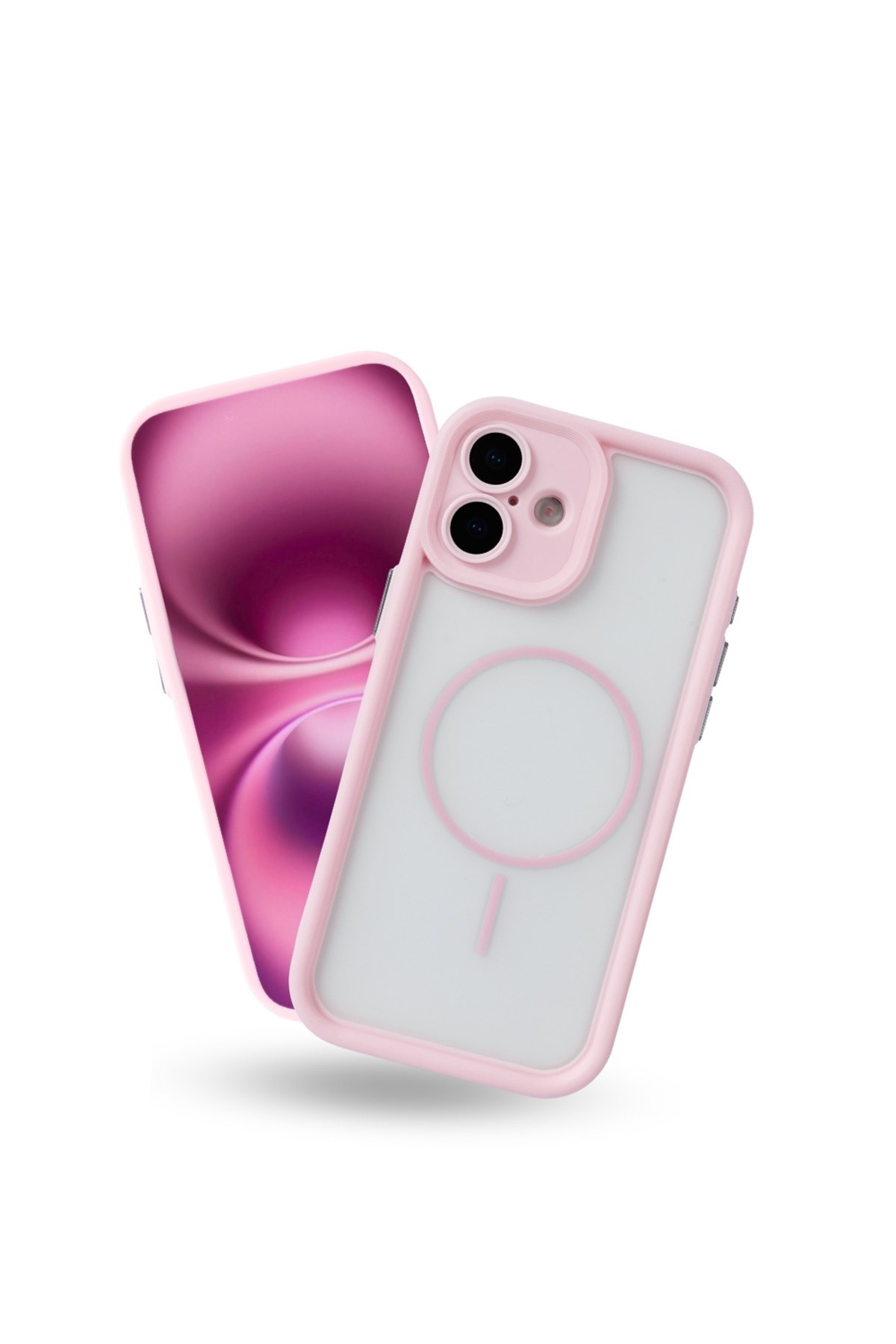 iPhone 16 Kılıf – Kamera Korumalı – MagSafe Uyumlu – Pembe Renk – Mat Silikon Telefon Kılıfı