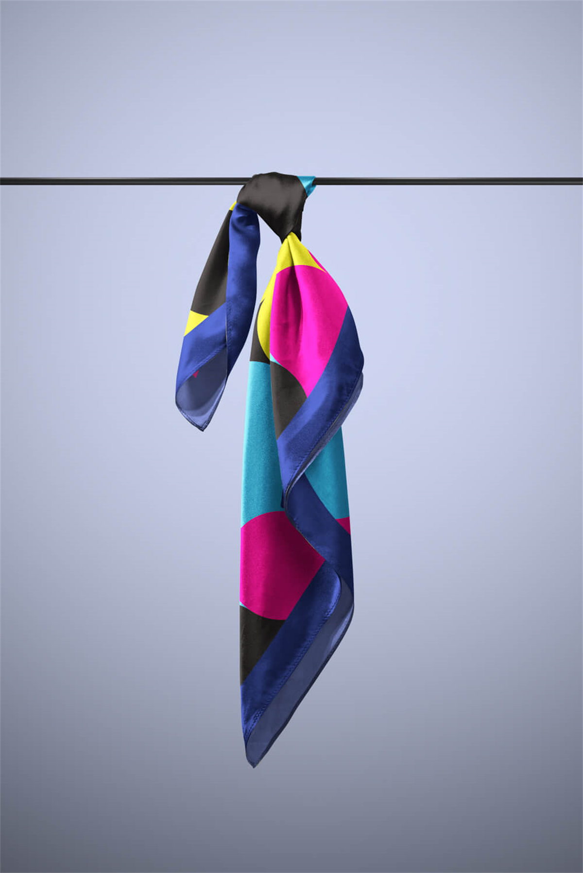 E30 Kadın Egzotik Desenli Bandana 50x50 Mavi Sarı DG0334-22