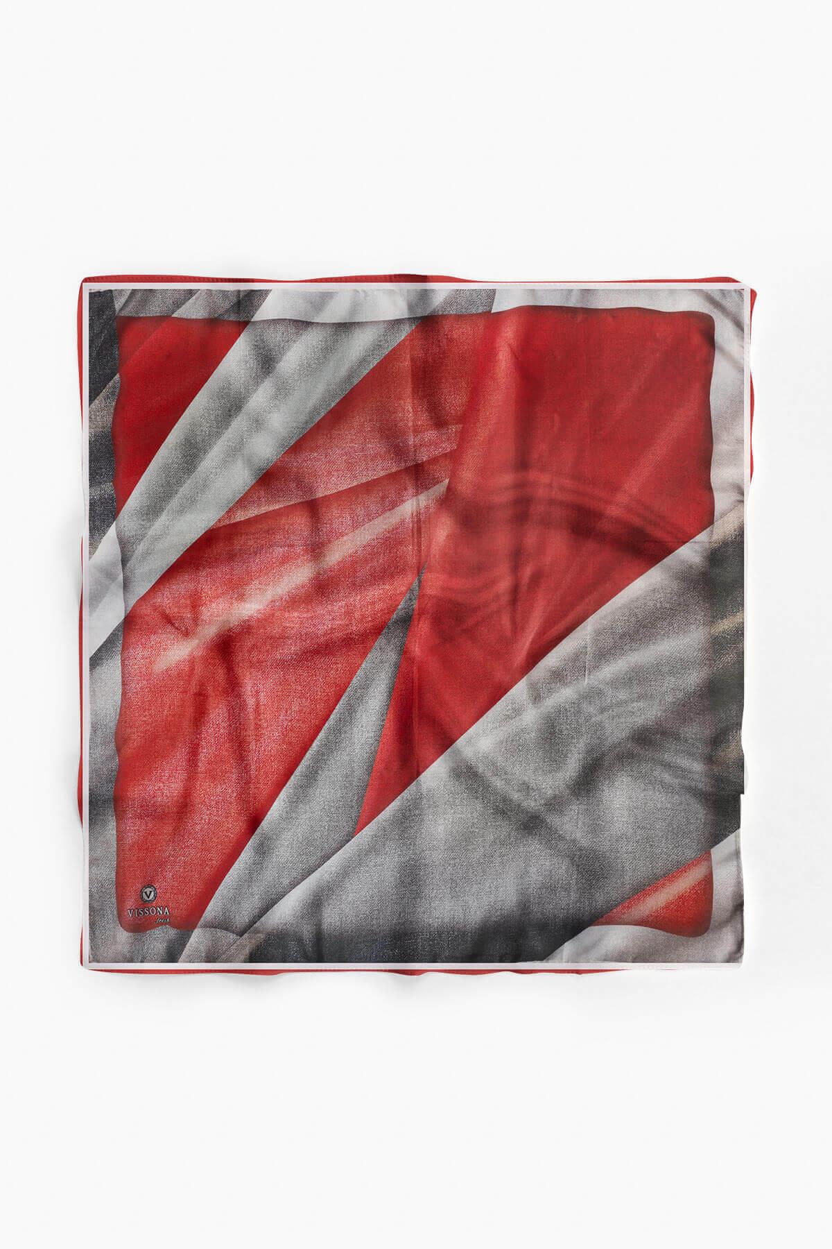 %100 İpek Kadın Desenli Bandana 80x80