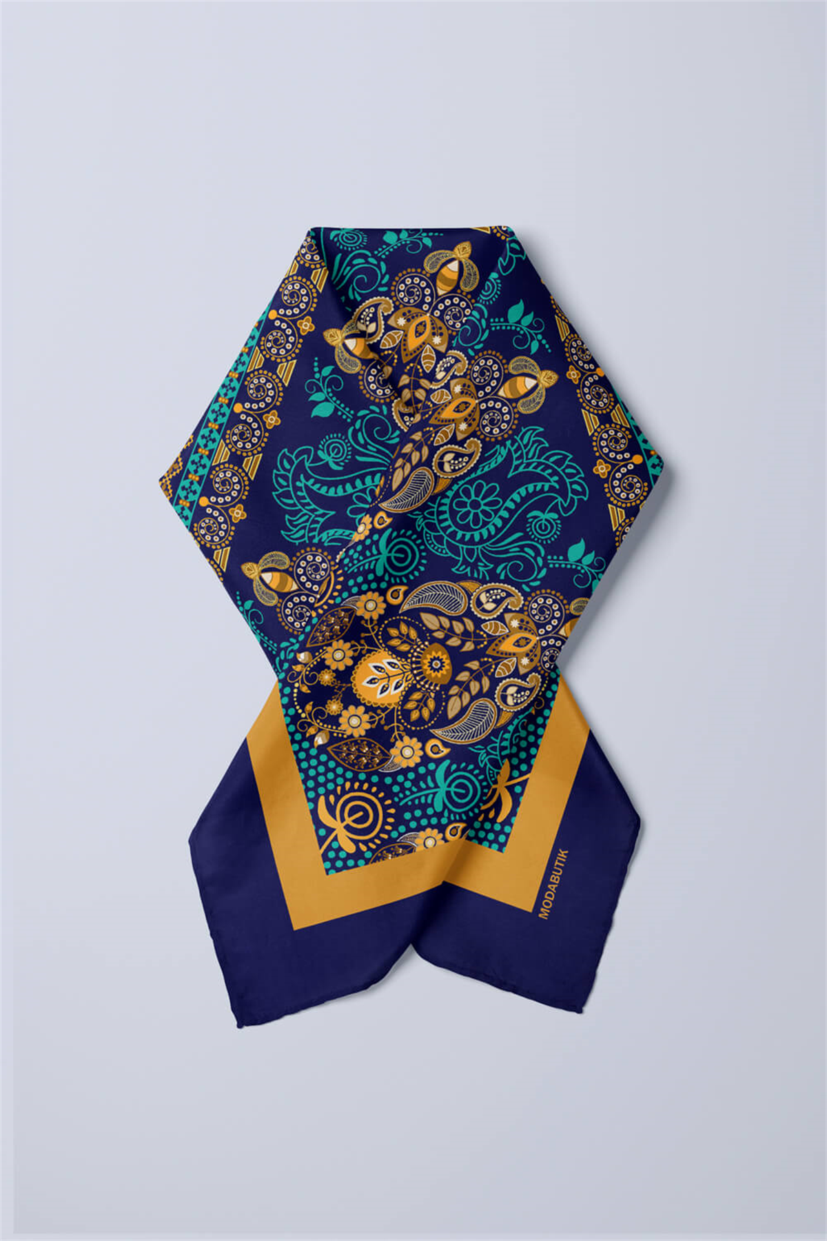 Y5 Kadın Tulip and Drop Desenli 50x50 Bandana DG0677-22