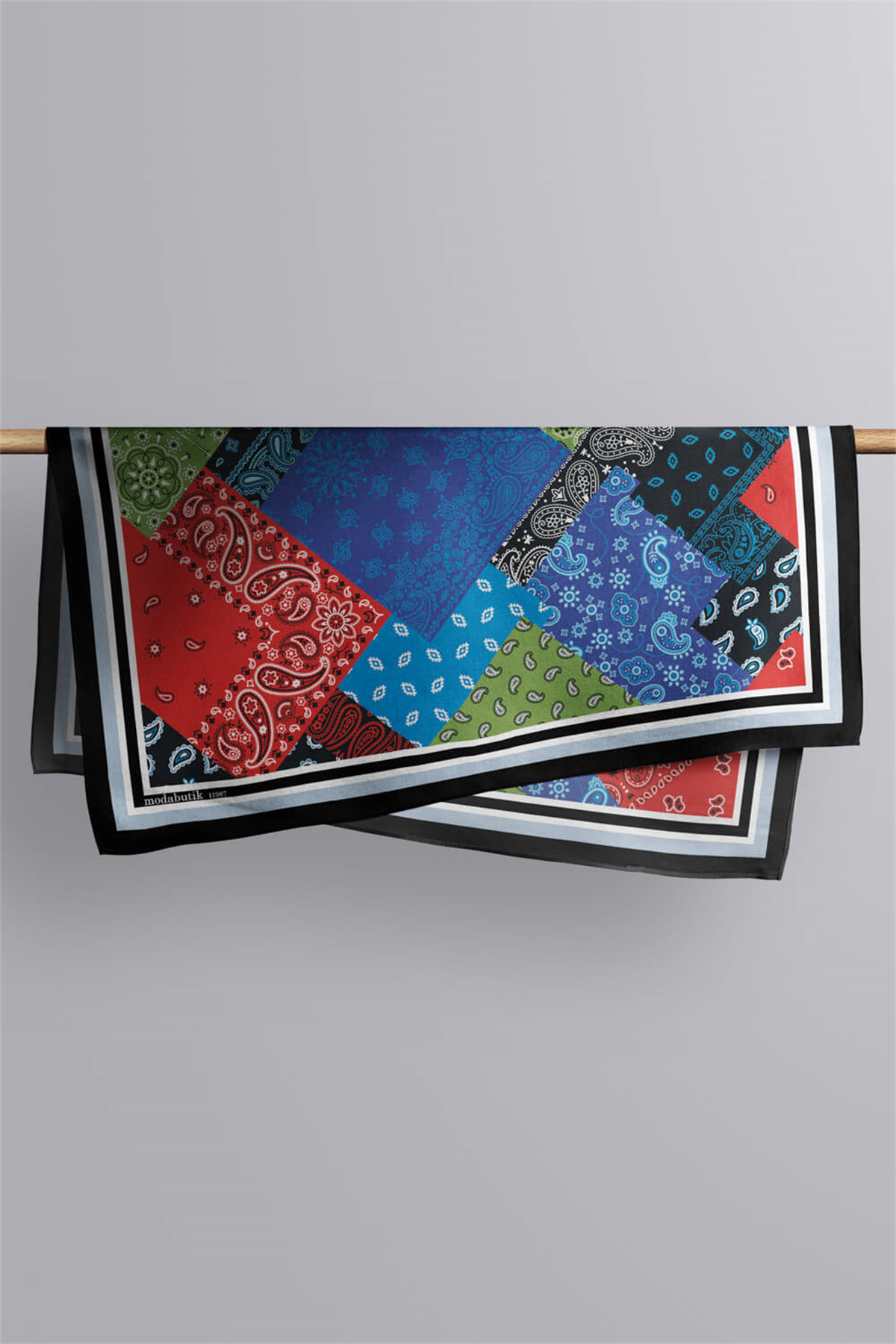 F76  PATCHWORK  ŞAL DESENLİ BANDANA  DG11987