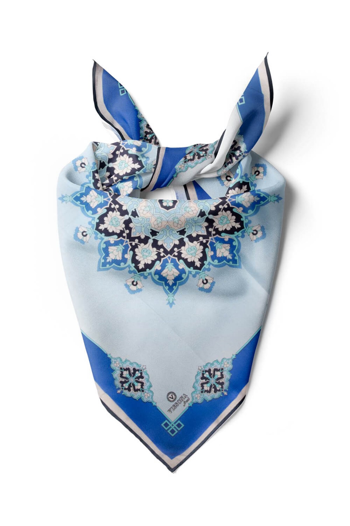 %100 İpek Kadın Desenli Bandana 80x80