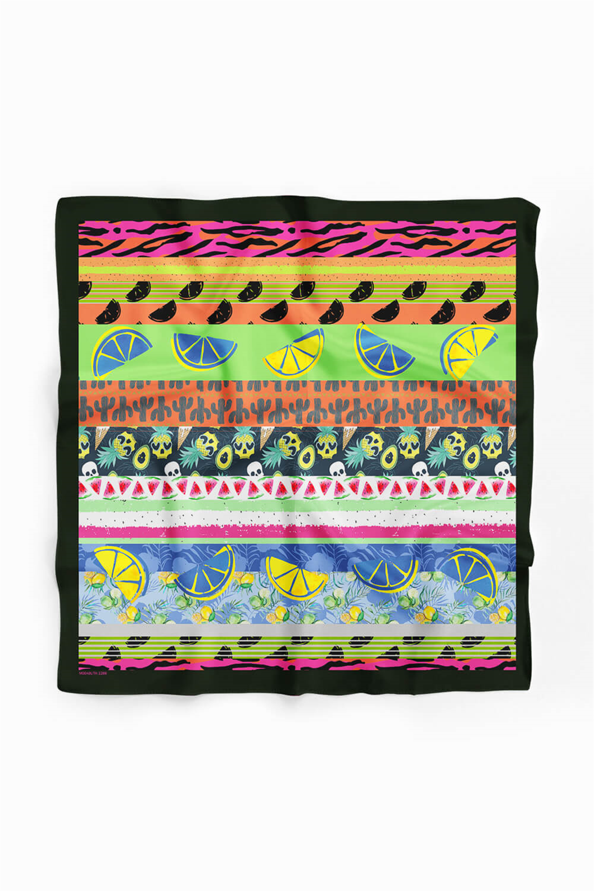 Z25 Kadın Yeşil Meyve Desenli 50x50 Bandana HYL DG01266-22