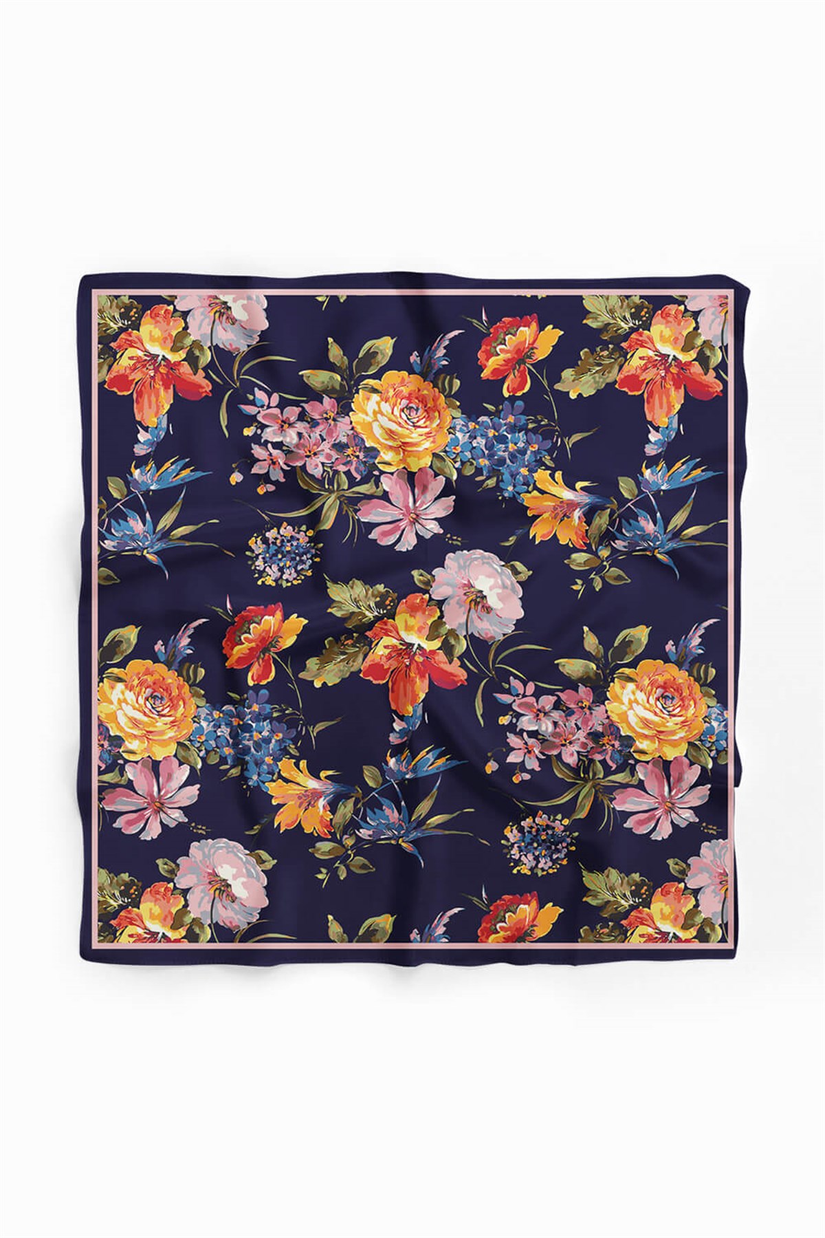 Vissona Çiçek Desenli İpek Bandana